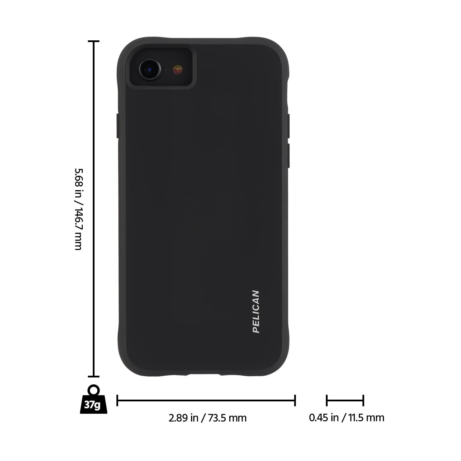 Pelican Ranger Series iPhone SE/7/8 case with wireless charging compatibility, rugged protective design, in black.