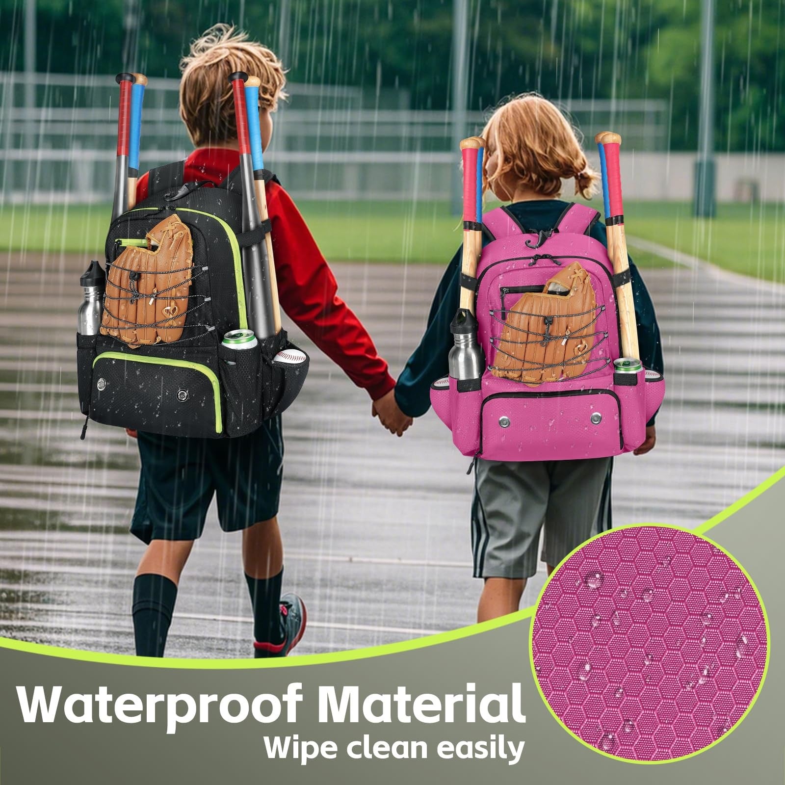 MATEIN youth softball backpack with space for four bats, shoe compartment, lightweight design, ideal for baseball and softball players