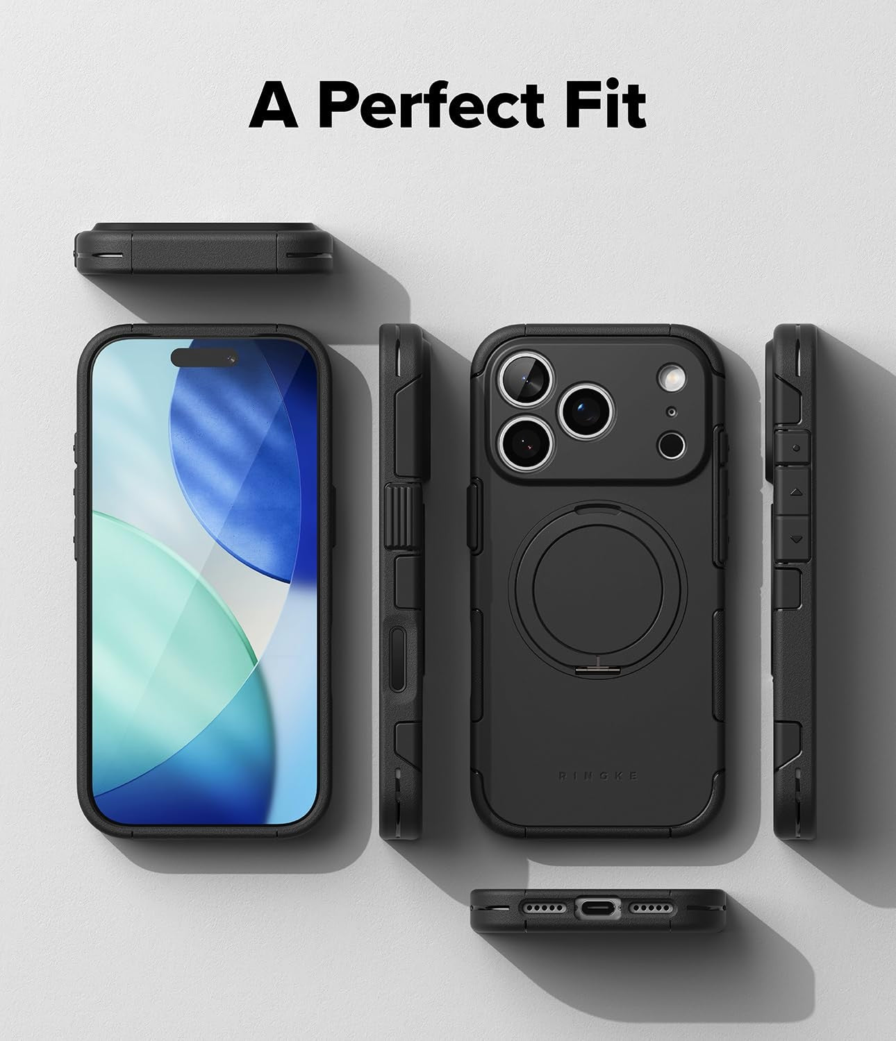 Ringke Alles Pro iPhone 17 Pro Max case with magnet, camera button, shockproof design, 360° protection in black.