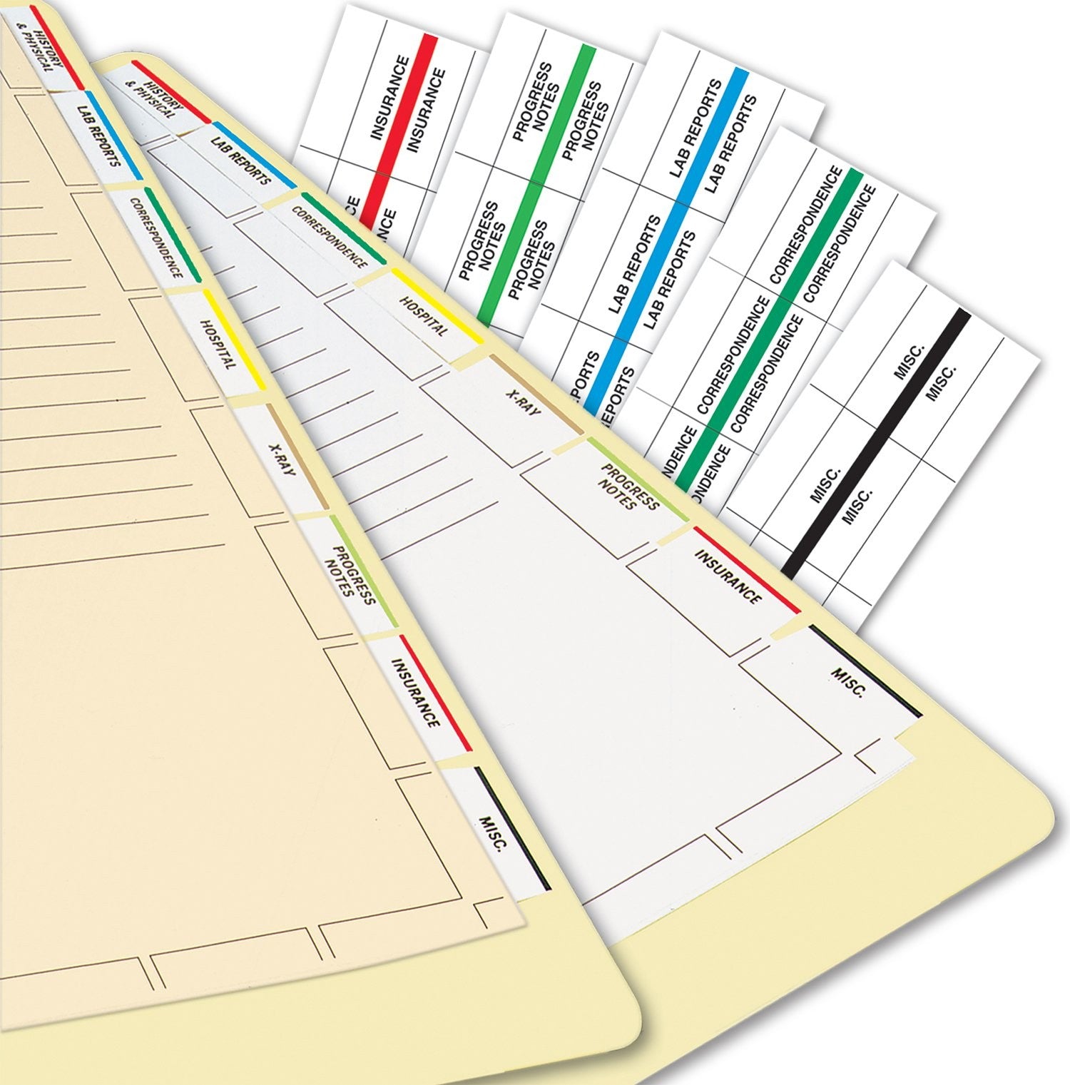 Tabbies TAB54520 medical chart index divider sheets, 400 white sheets, organized medical record dividers for charts and files.