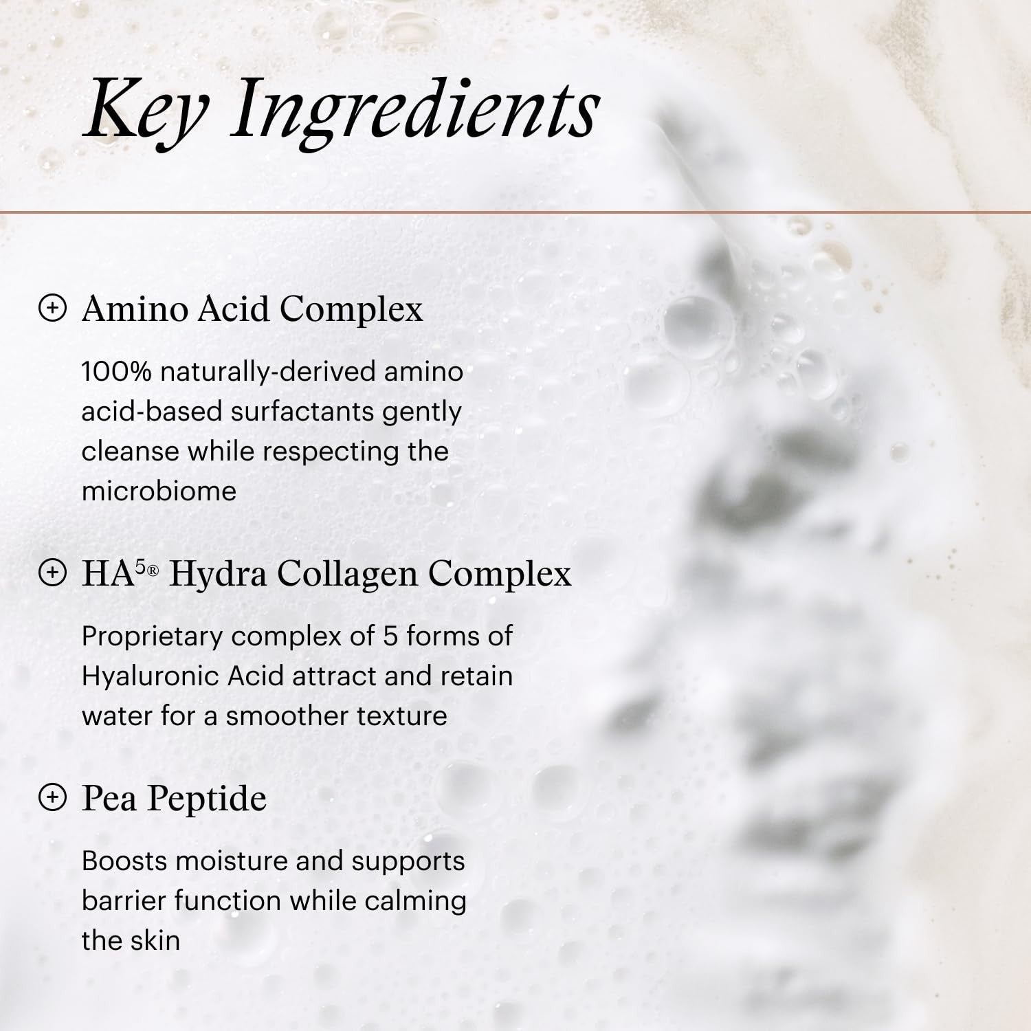 SkinMedica HA5 Hydra Collagen Hydrating Foaming Cleanser in a pump bottle with foam texture, featuring vegan collagen for skin hydration.