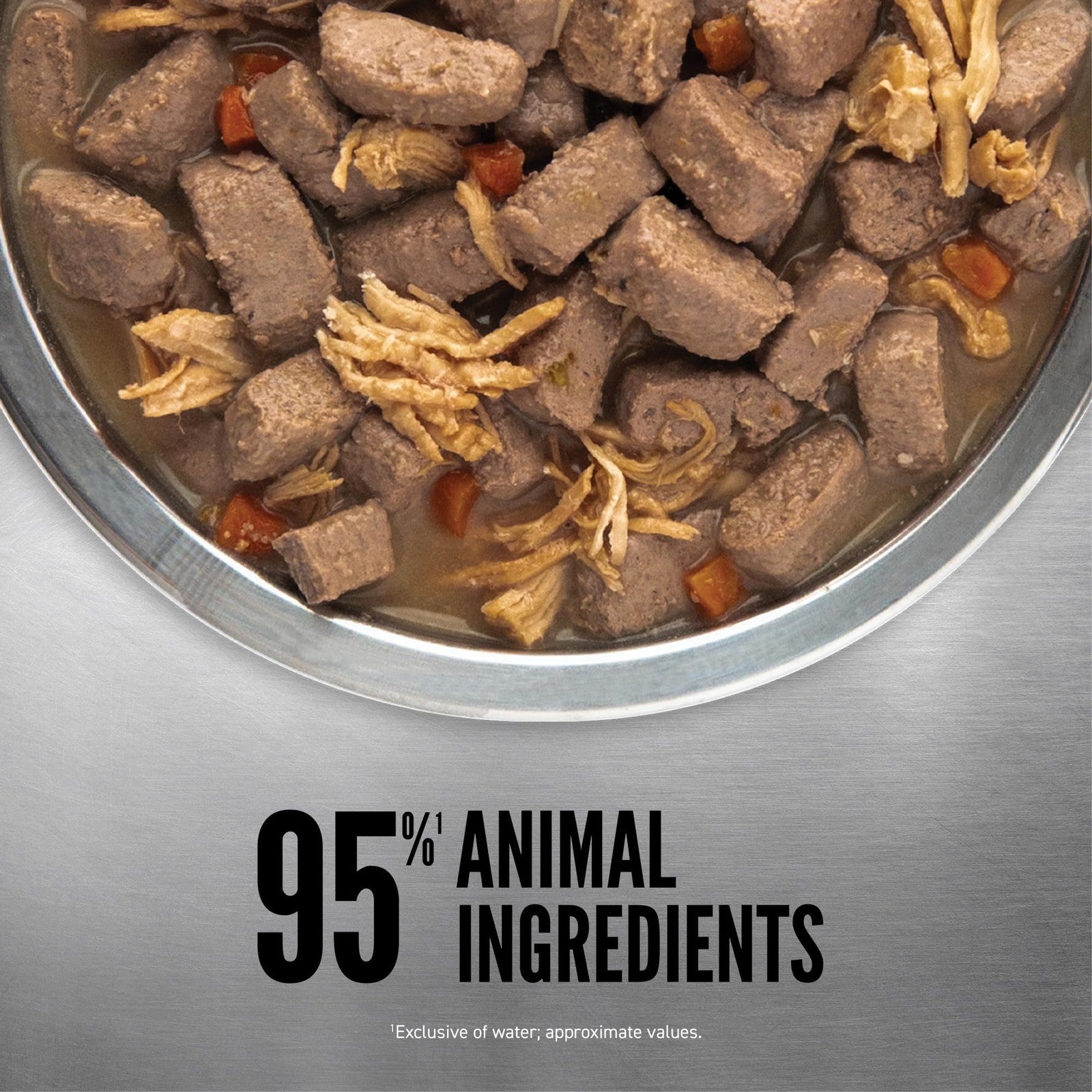 Assorted ORIJEN Premium Wet Dog Food cans featuring Original and Chicken recipes in 12.8oz cans, with colorful labels and branding.