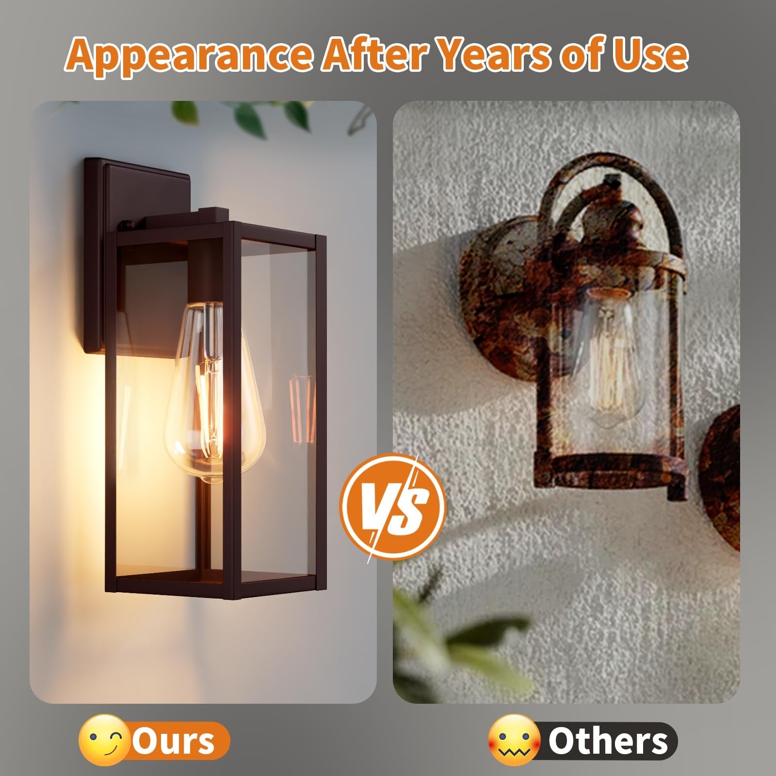Outdoor front porch lights in oil-rubbed bronze finish, two-pack exterior lighting fixtures for patio or porch areas.