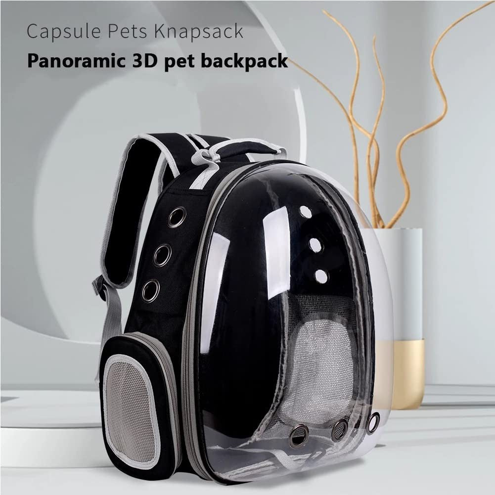 Transparent Zyhoaoe animal carrier backpack with space capsule bubble design for pets, featuring a clear viewing bubble and adjustable straps.