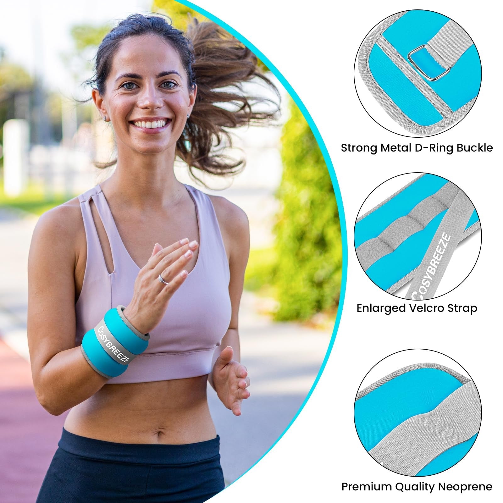 Pair of Cosybreeze 8lb ankle and wrist weights for women and men, with adjustable straps for leg and arm strength training.