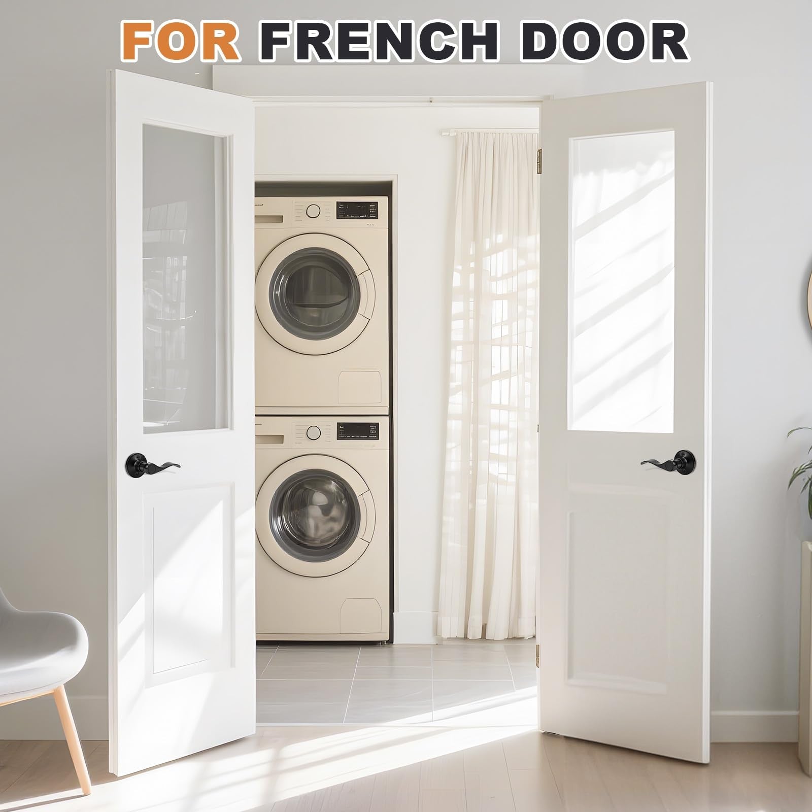 Four pairs of black Probrico dummy interior door handles with lever design for interior decoration and door mock-up.