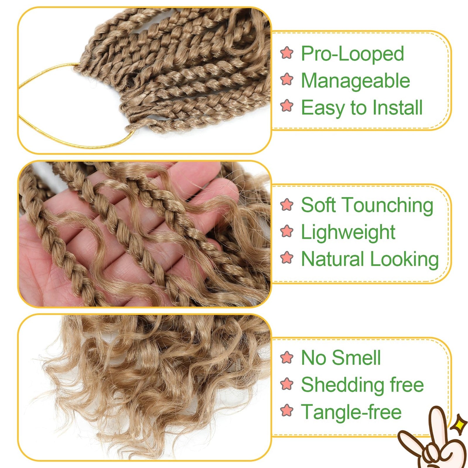 Fulcrum Goddess Box Braids Crochet Hair in 10 inches, boho style, shown in 9 packs for natural, stylish crochet braid look.