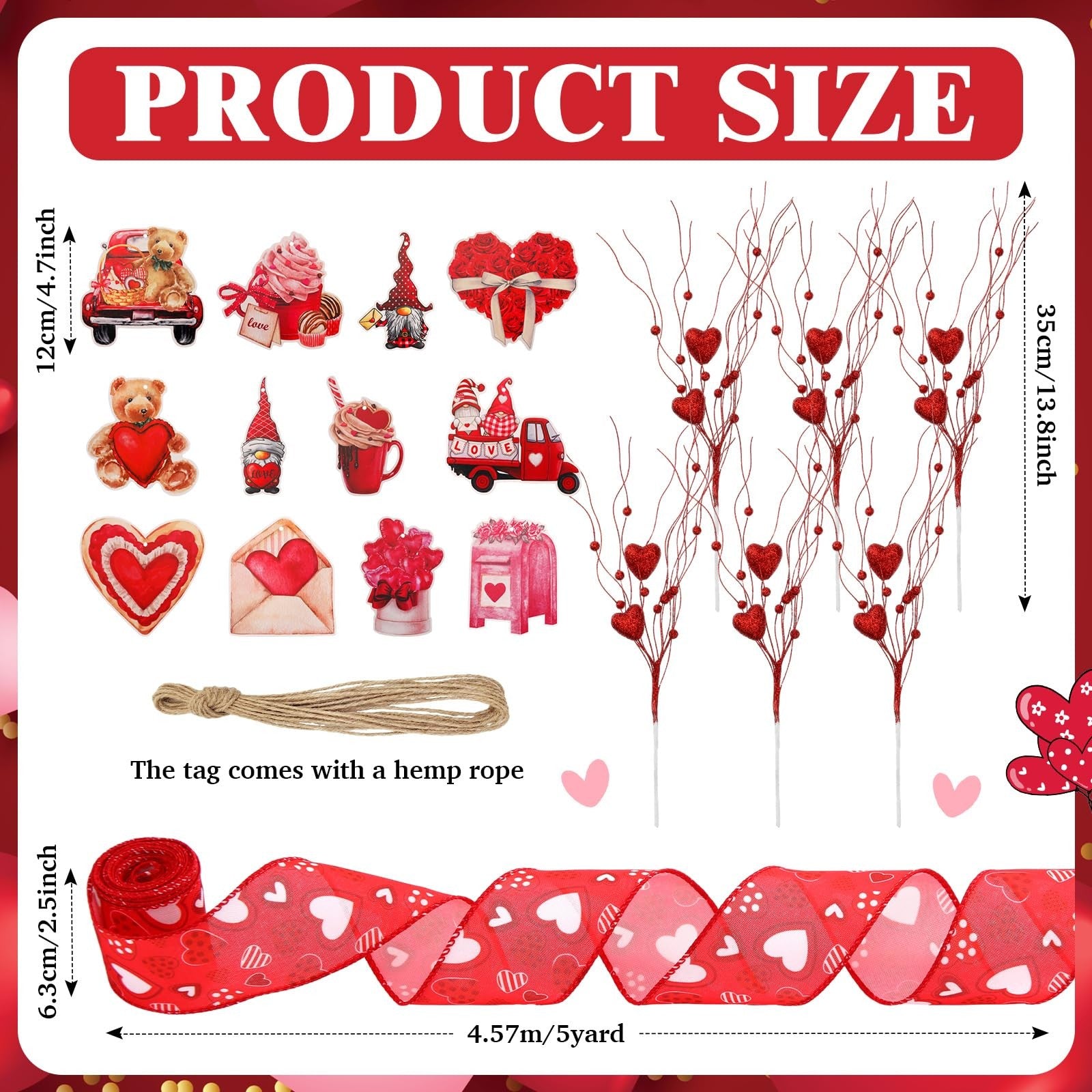 Halfchet 43-piece Valentine's Day tree decorations with hanging ornaments, featuring hearts and festive designs for holiday decor.