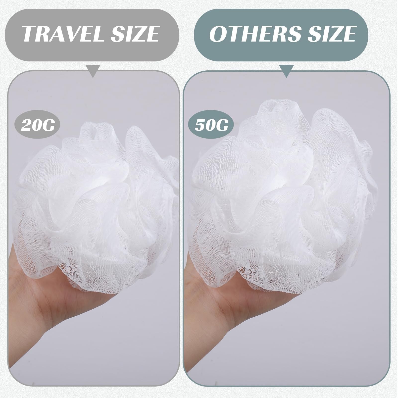Sunnyray 200-pack of loofah bath sponges, exfoliating shower luffas for body scrubbing, arranged in a bulk set.