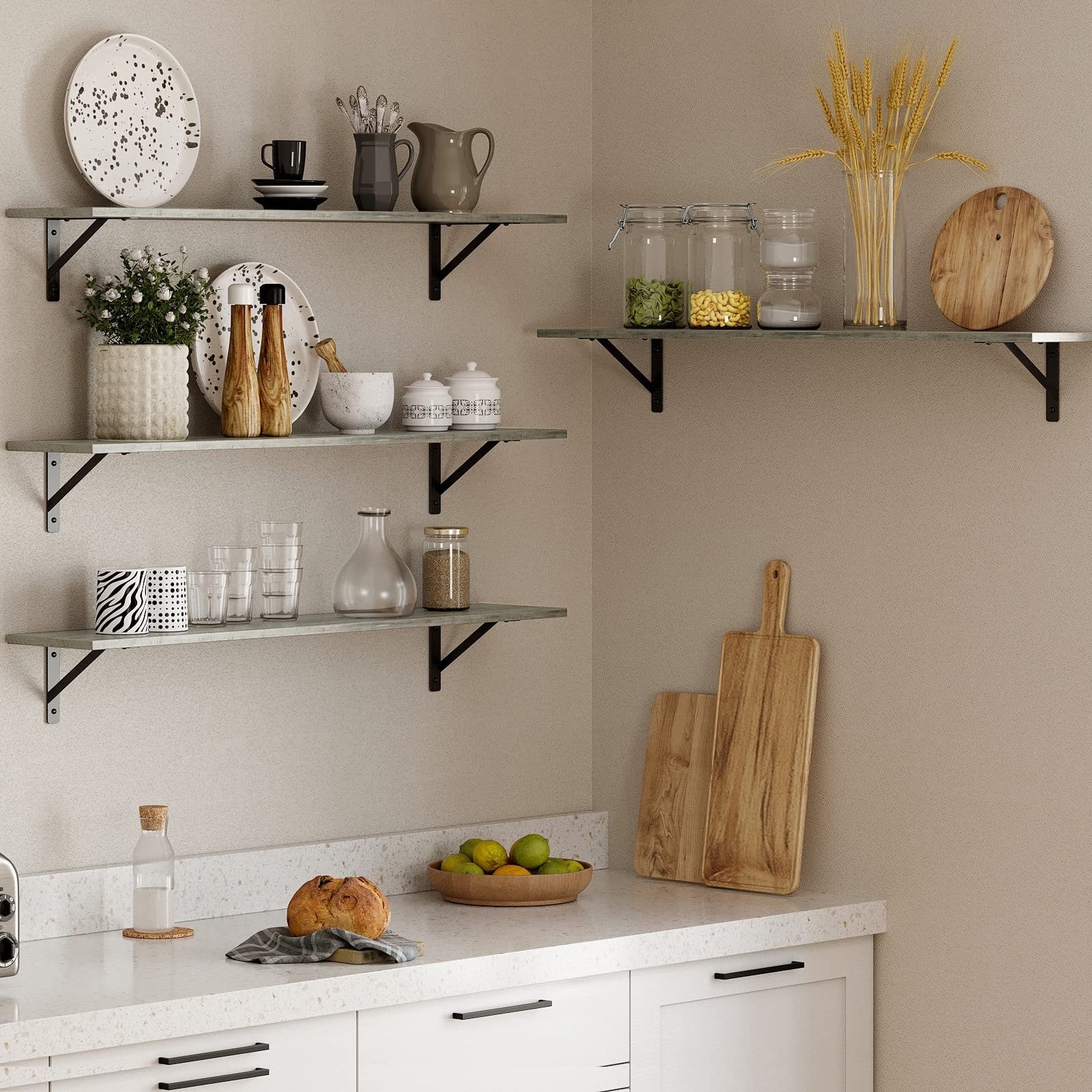 Set of two 39.4-inch wall-mounted Dinzi Lvj long shelves with wooden finish, perfect for storage and display on a wall.