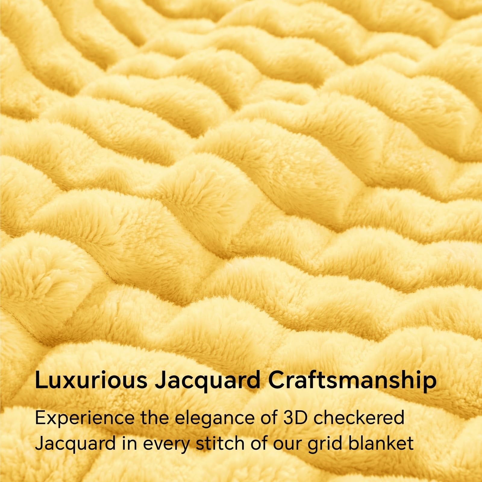 BEDELITE light yellow twin size throw blanket with soft, warm 3D textured fabric draped over a bed for cozy comfort.
