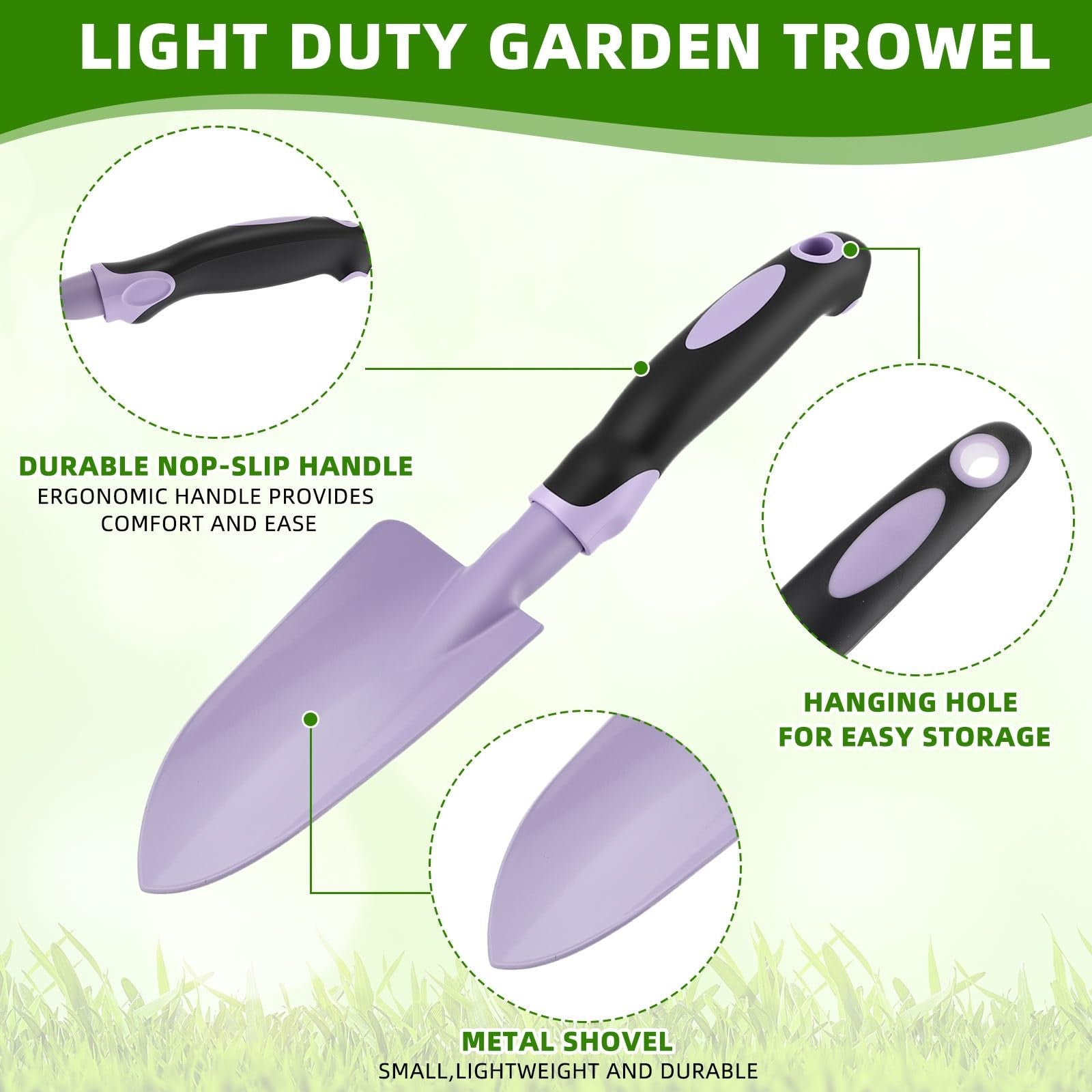 Yaocom 12-pack garden shovels with aluminum alloy handles, small heavy-duty digging trowels for garden planting and soil work.