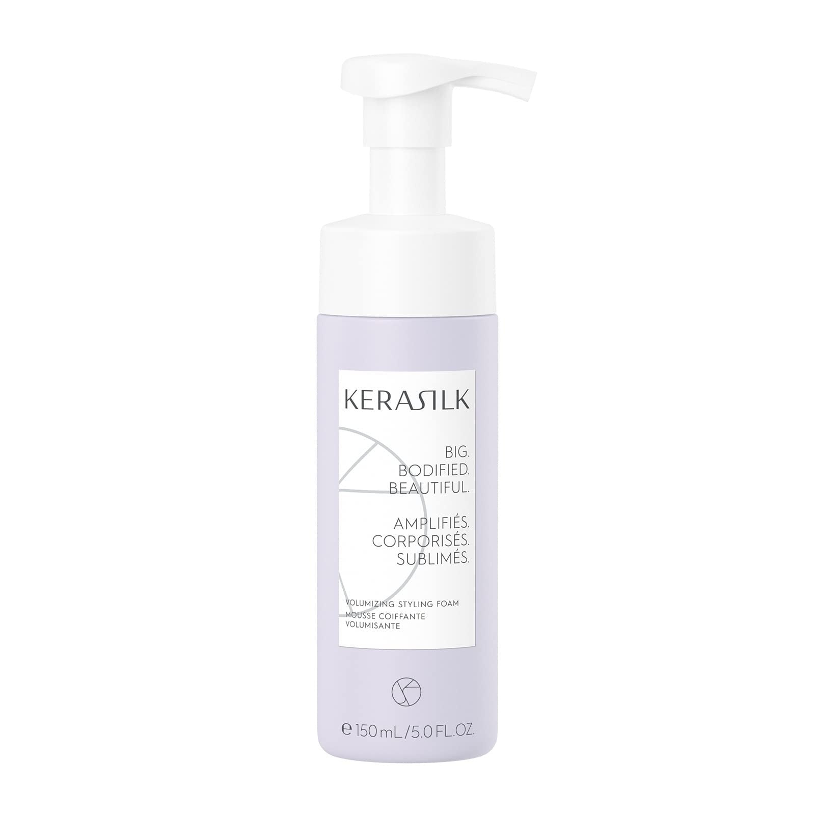 Kerasilk Volumizing Styling Foam bottle with lightweight formula, designed to add volume and hold for long-lasting styled hair.