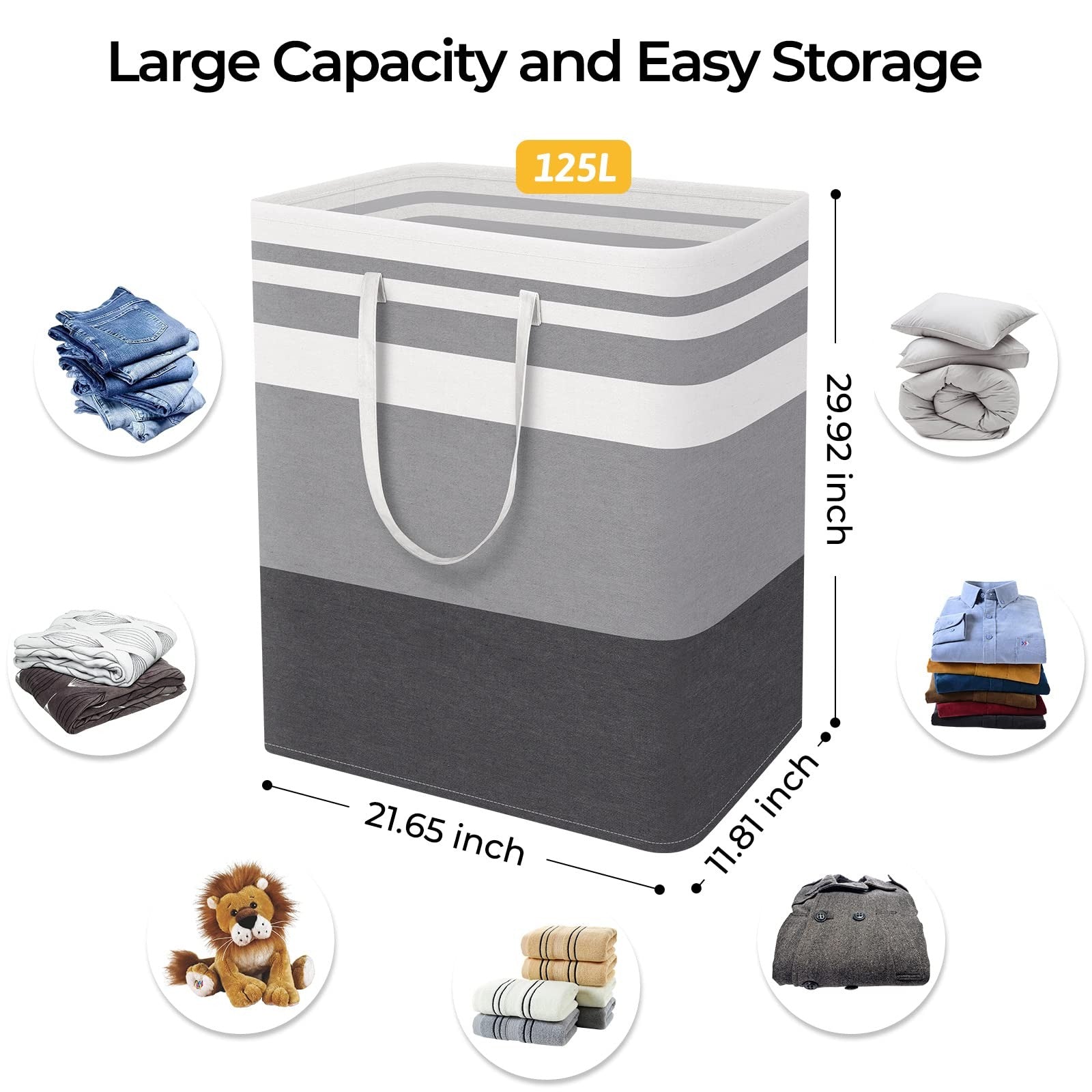HomeHacks 4-pack large waterproof laundry baskets with handles, freestanding design for easy storage and transport.