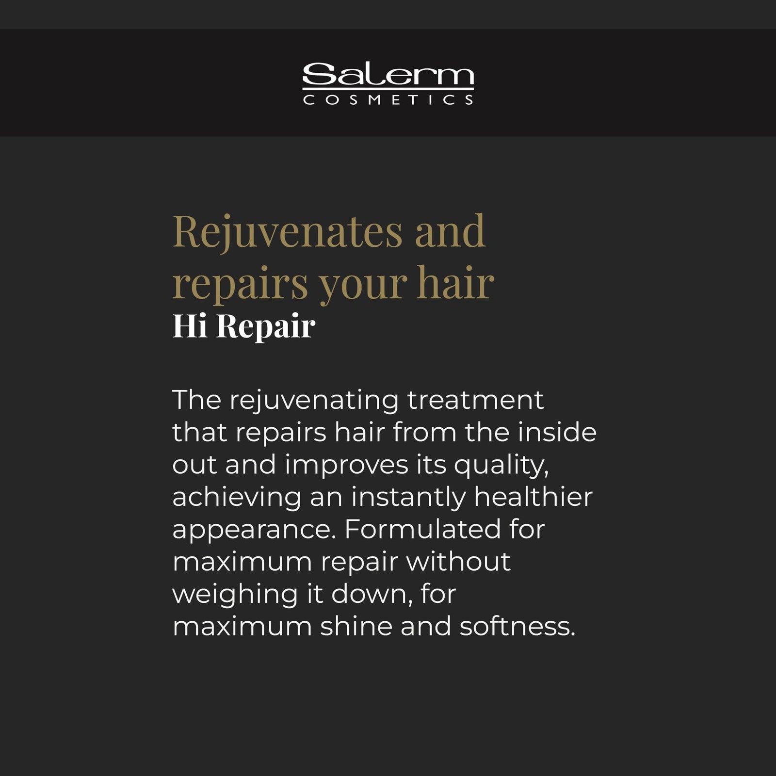 SALERM Hi Repair Shampoo 1000 ml bottle, deep hydrating repairing shampoo for damaged hair, with nourishing formula.