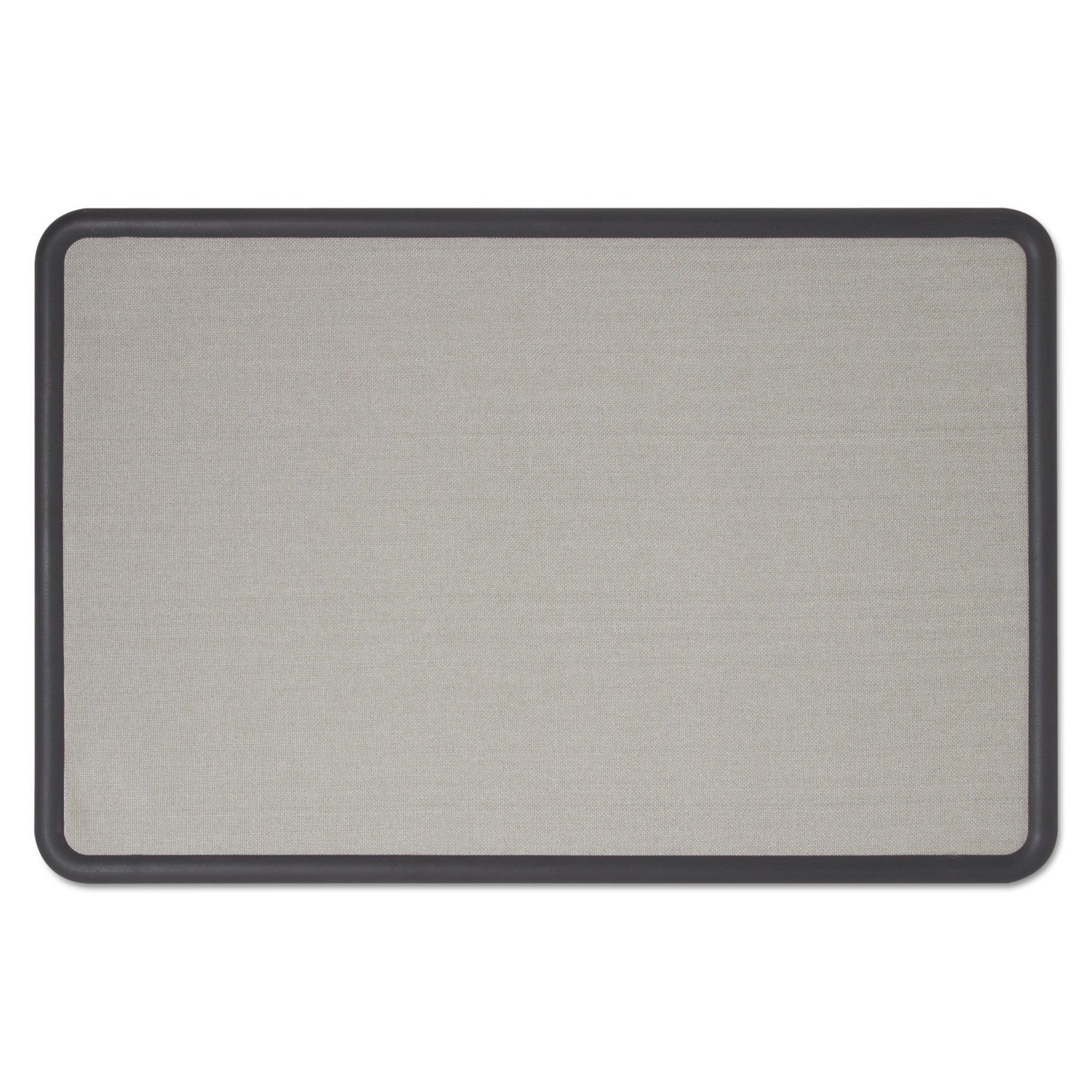 Quartet fabric bulletin board in contour gray, 3x2 feet, ideal for office use, with a smooth fabric surface and sturdy frame.