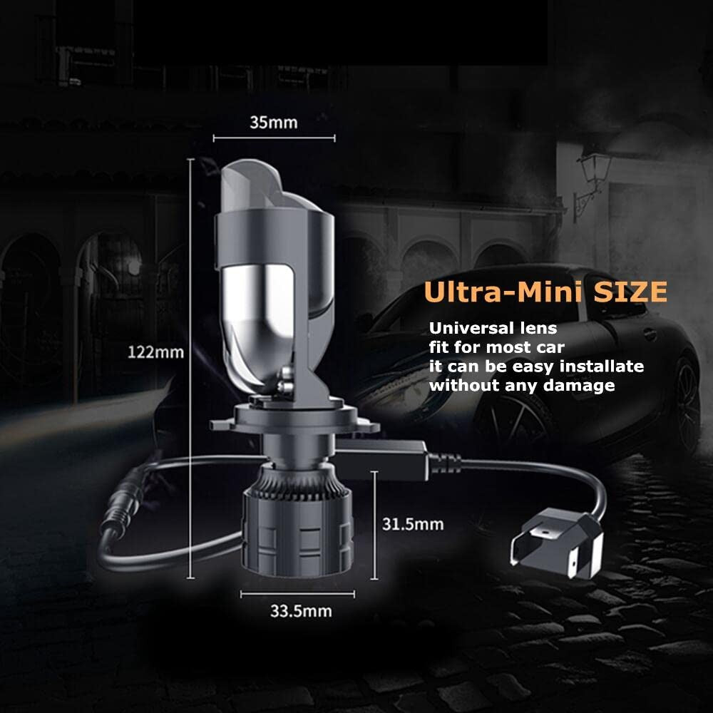 HDYEGIOU H4 LED bulbs with 30,000 lumens, 6000K white light, featuring high and low beam functions for car headlights.