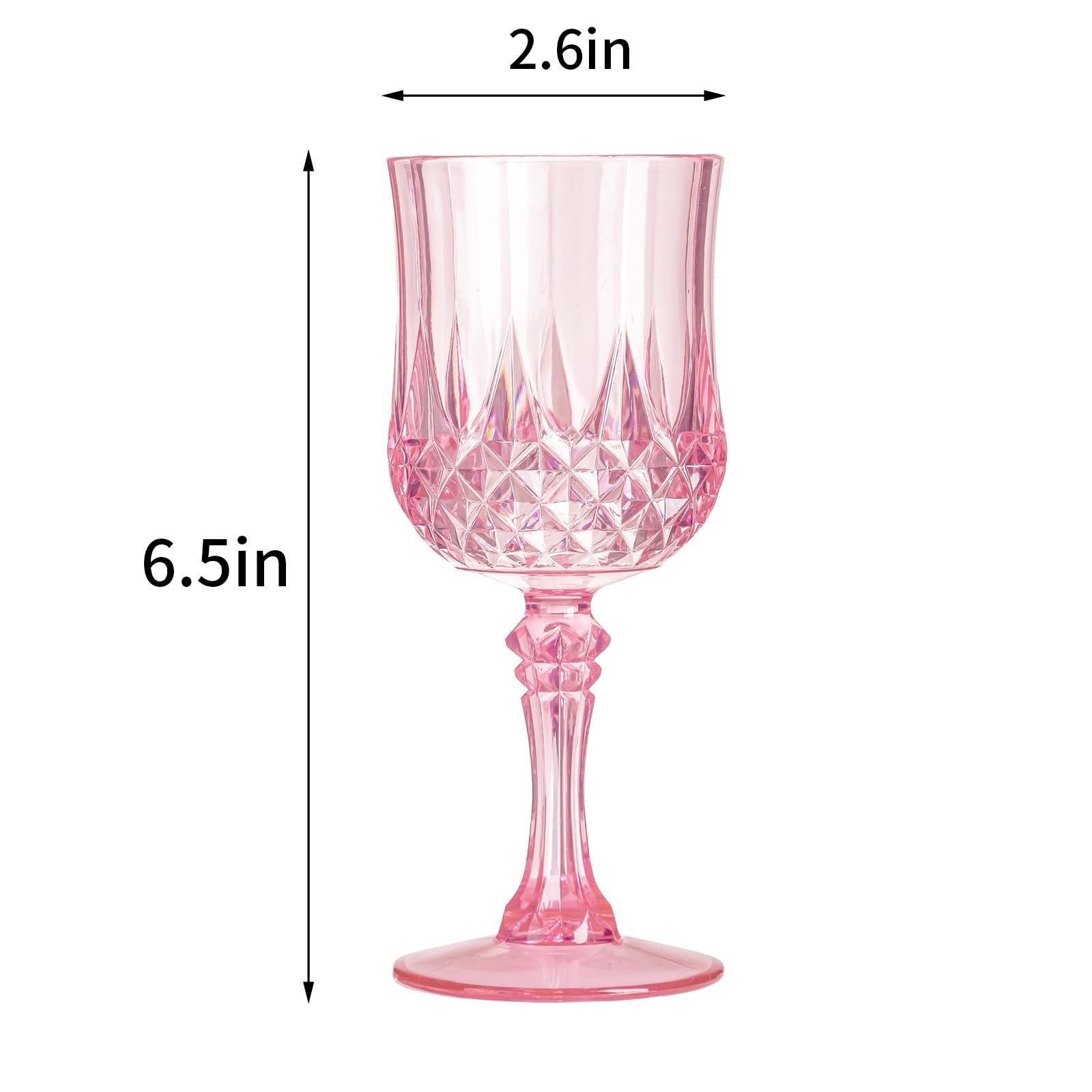 Set of 24 pink plastic wine glasses by XKXKKE, stemmed water goblets for parties, made of durable plastic.