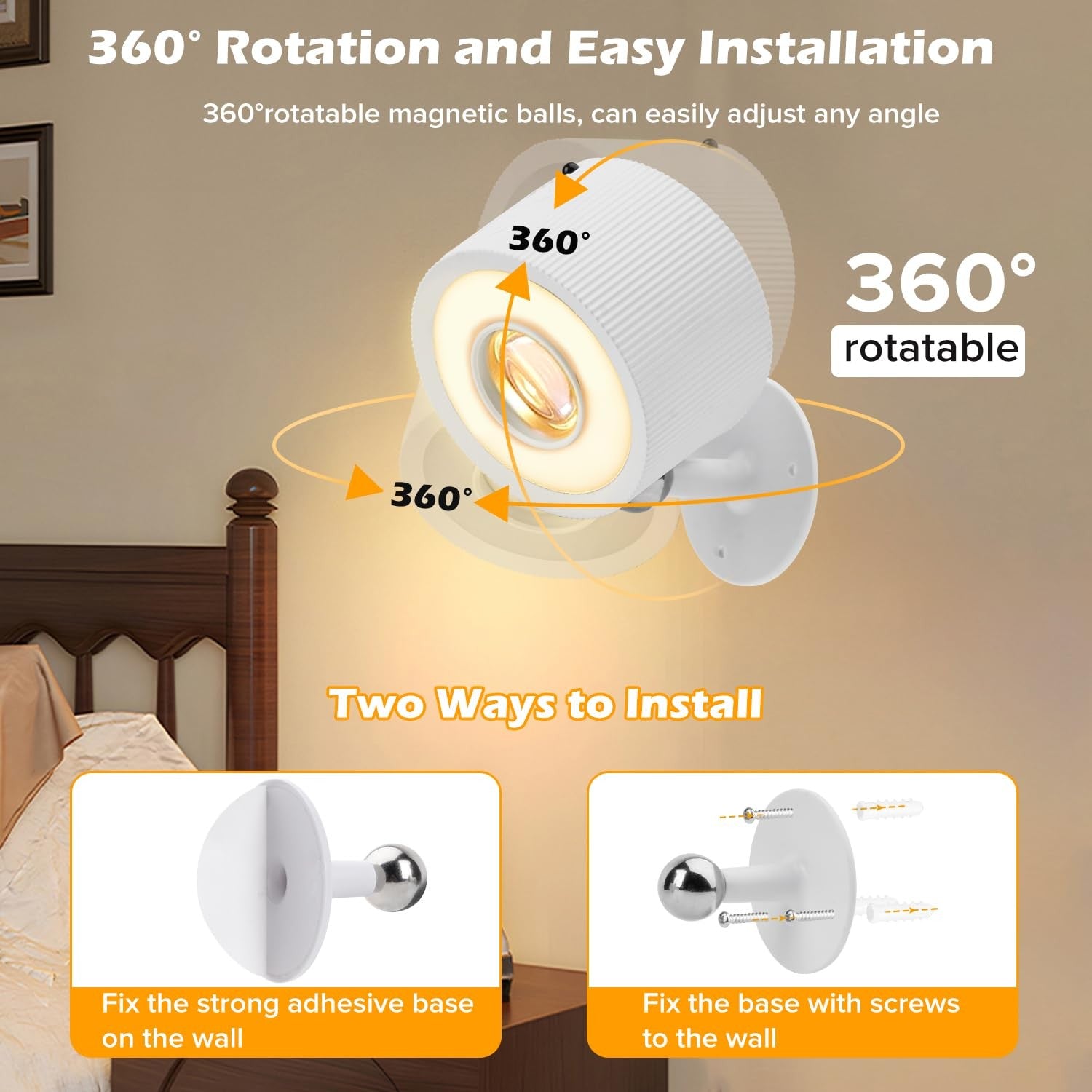 Plomixius LED wall-mounted lights set of 4 with remote and rechargeable 3000mAh batteries, suitable for indoor or outdoor use.