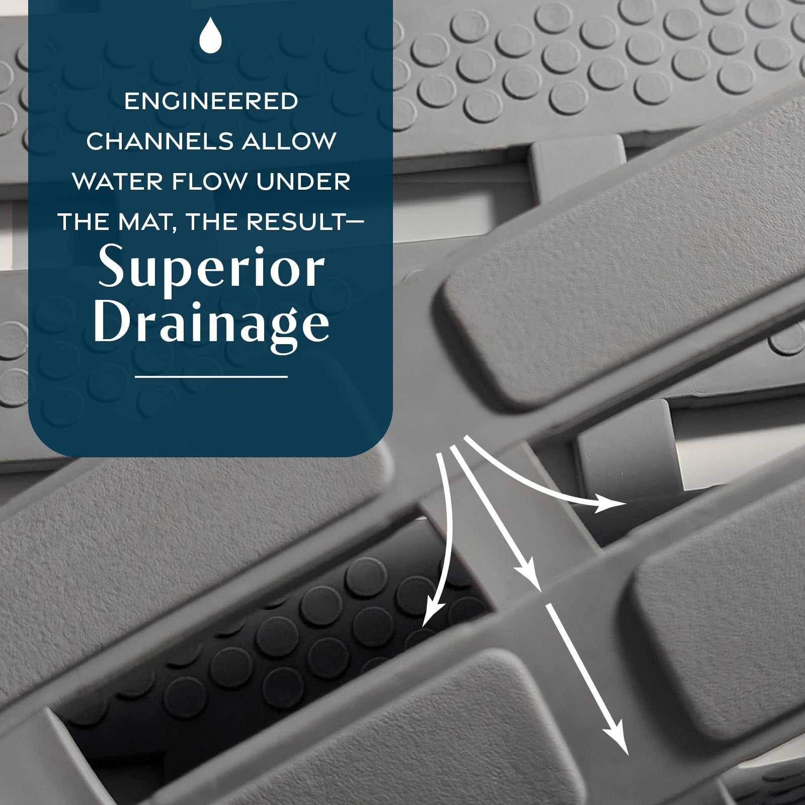 SlipX Solutions weighted non-slip bath mat with textured surface for tub and shower safety, featuring suction cups for secure grip.