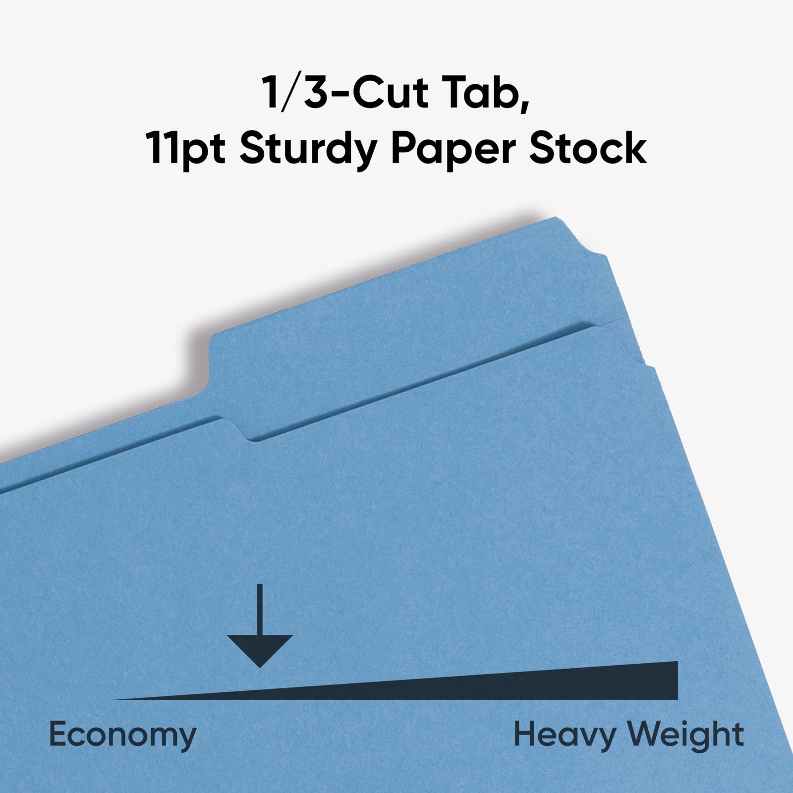 Blue Smead reinforced fastener file folders with 1/3-cut tabs, letter size, and two fasteners for organized document storage.