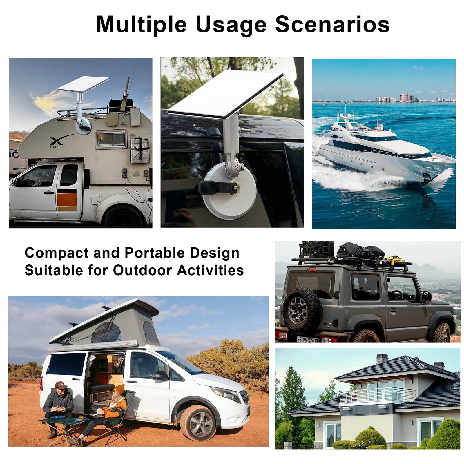 SENIKO Starlink mini suction cup mount with connecting pipe for secure outdoor satellite dish installation