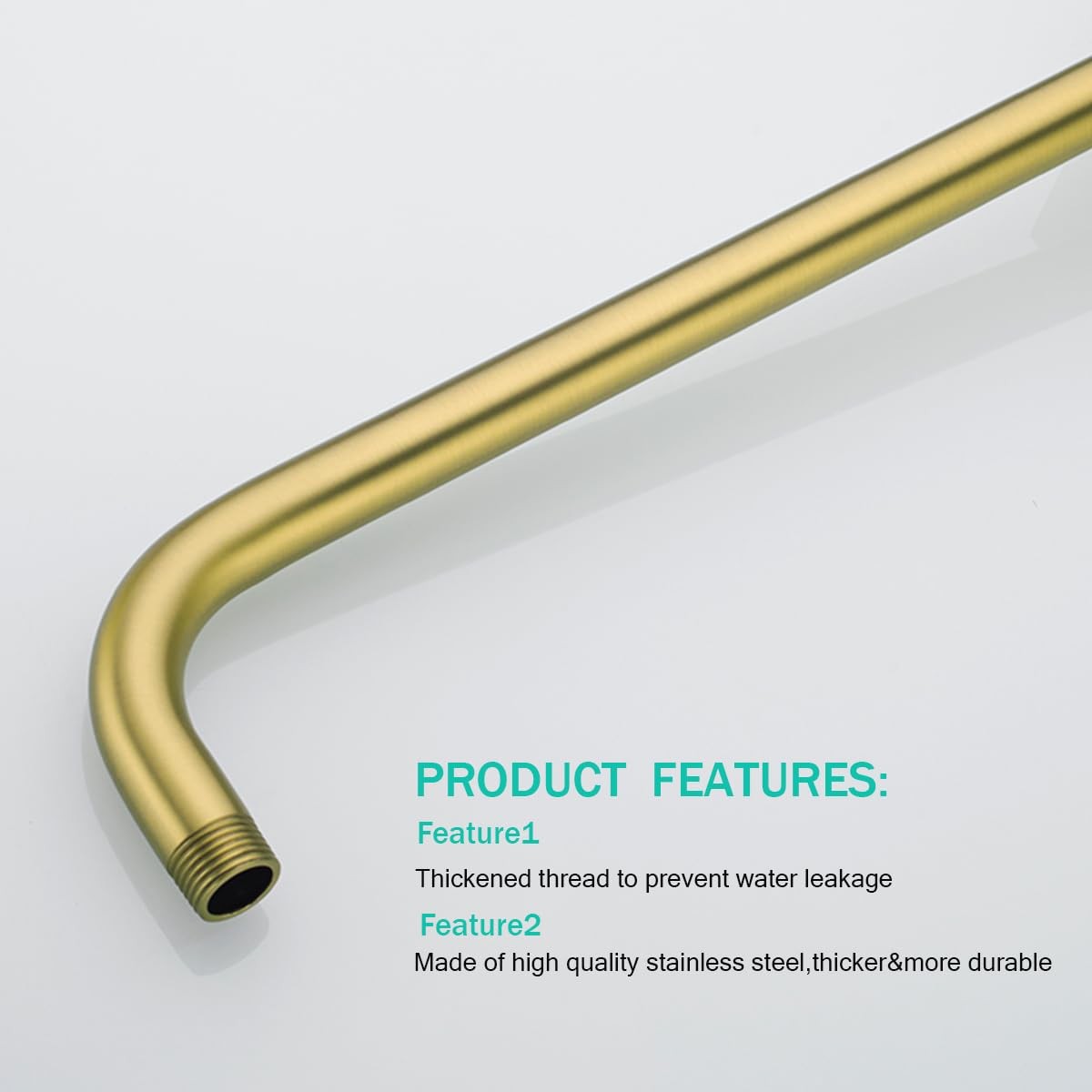 SEABEFORE 16-inch stainless steel wall-mounted shower arm with flange, extending from the wall for shower head installation