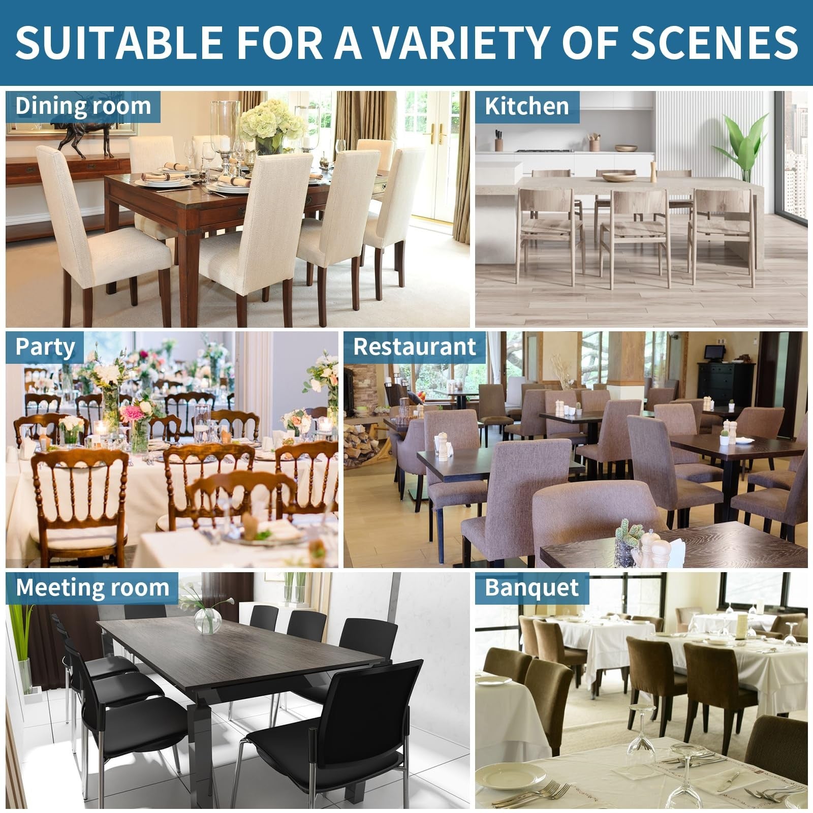 Set of 4 Fafua stretch dining chair covers, removable and washable slipcovers for dining room chairs, fits various chair styles.