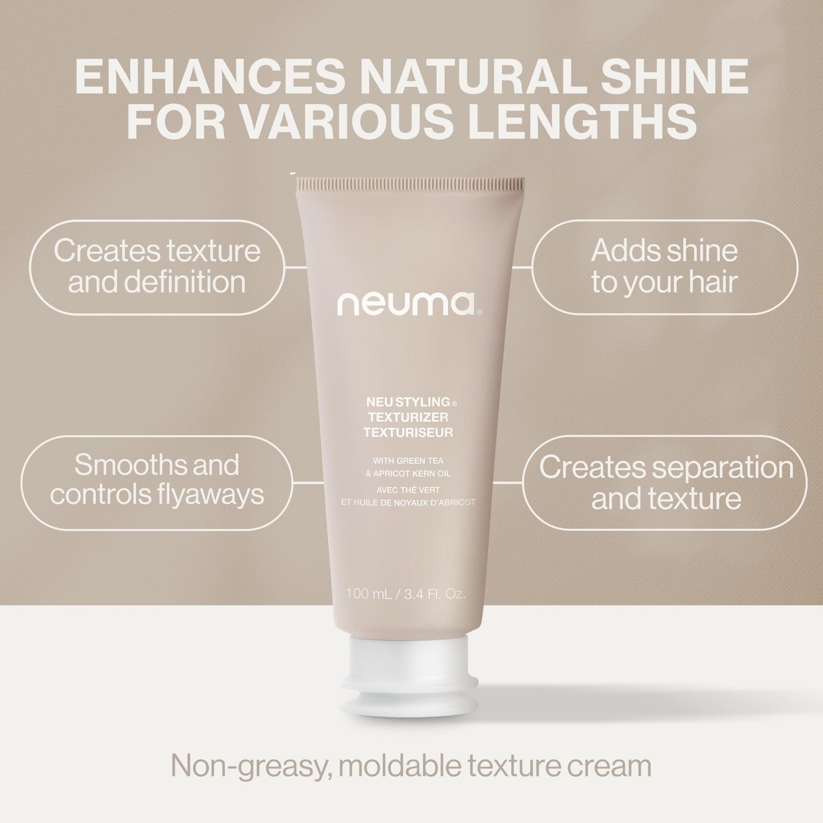 NEUMA Neu Styling Hair Texturizer Crème in 3.4 fl oz, a hair texture cream with a creamy consistency and natural finish.