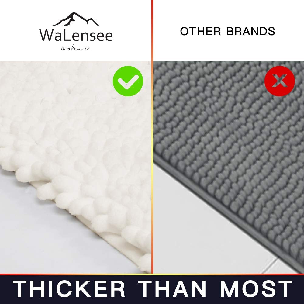 Walensee Ivory bathroom rug and non-slip bath mat, 32x20 inches, water-absorbent and soft for comfortable bathroom use.