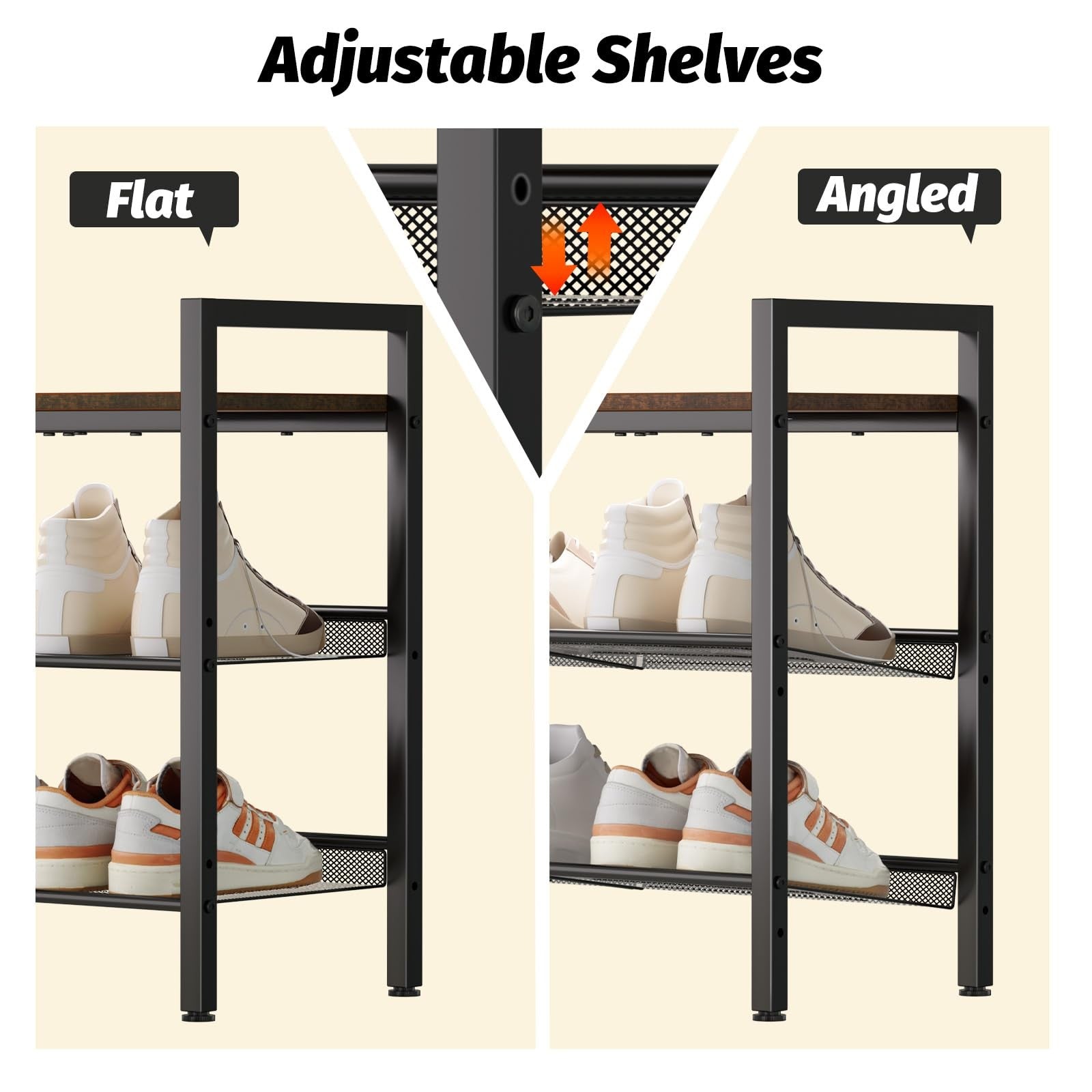 WIN4ALL 3-tier shoe rack for front door entrance, compact shoe storage with multiple shelves for entryway organization.