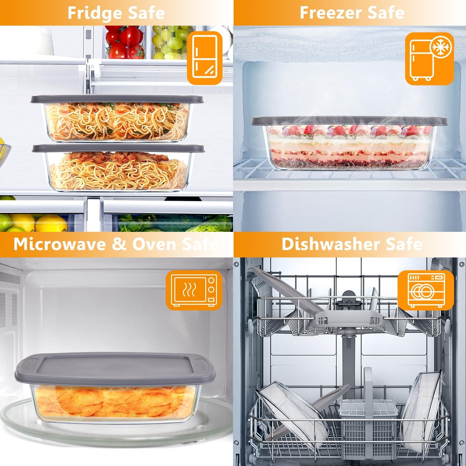 BAKEWAY glass loaf pan with lid for baking bread, 1.9 Qt, clear glass baking dish with a lid for oven use