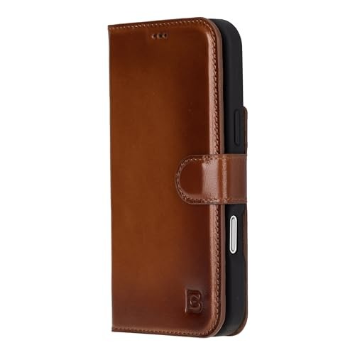 Bouletta iPhone 16 Pro case wallet with MagSafe, kickstand, drop and impact protection, in sleek black with card slots.