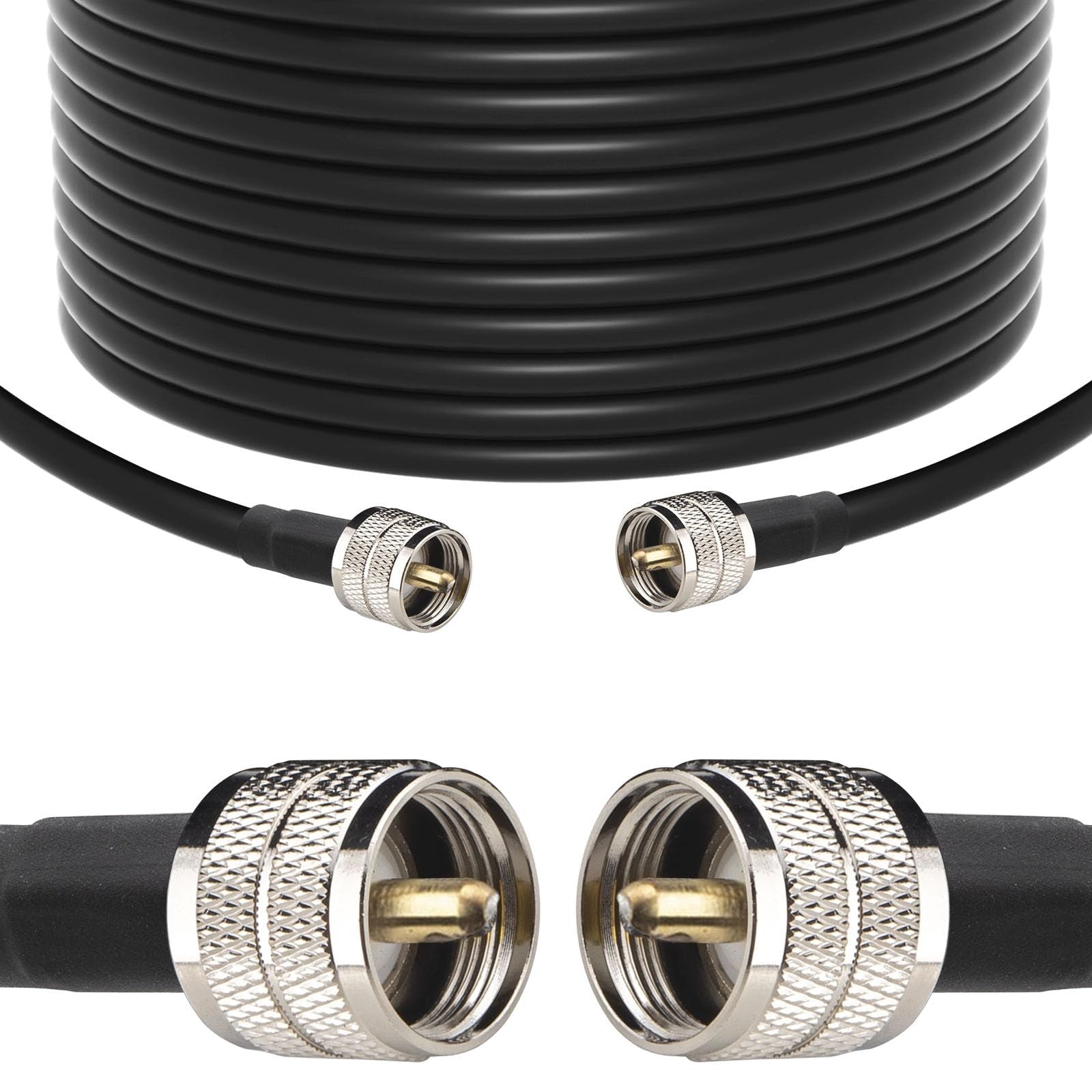 YOTENKO RG213 coaxial cable 30ft with ultra low loss UHF PL-25 for radio and communication applications
