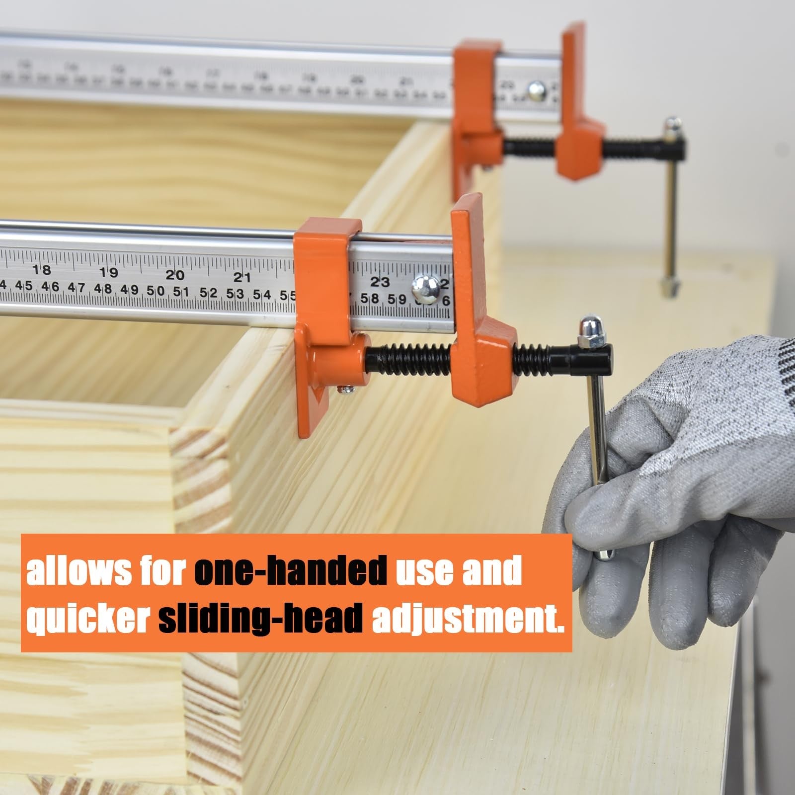 FEIRONG 48-inch bar clamps with built-in ruler, 2-pack, 330lb load capacity, ideal for woodworking and clamping projects