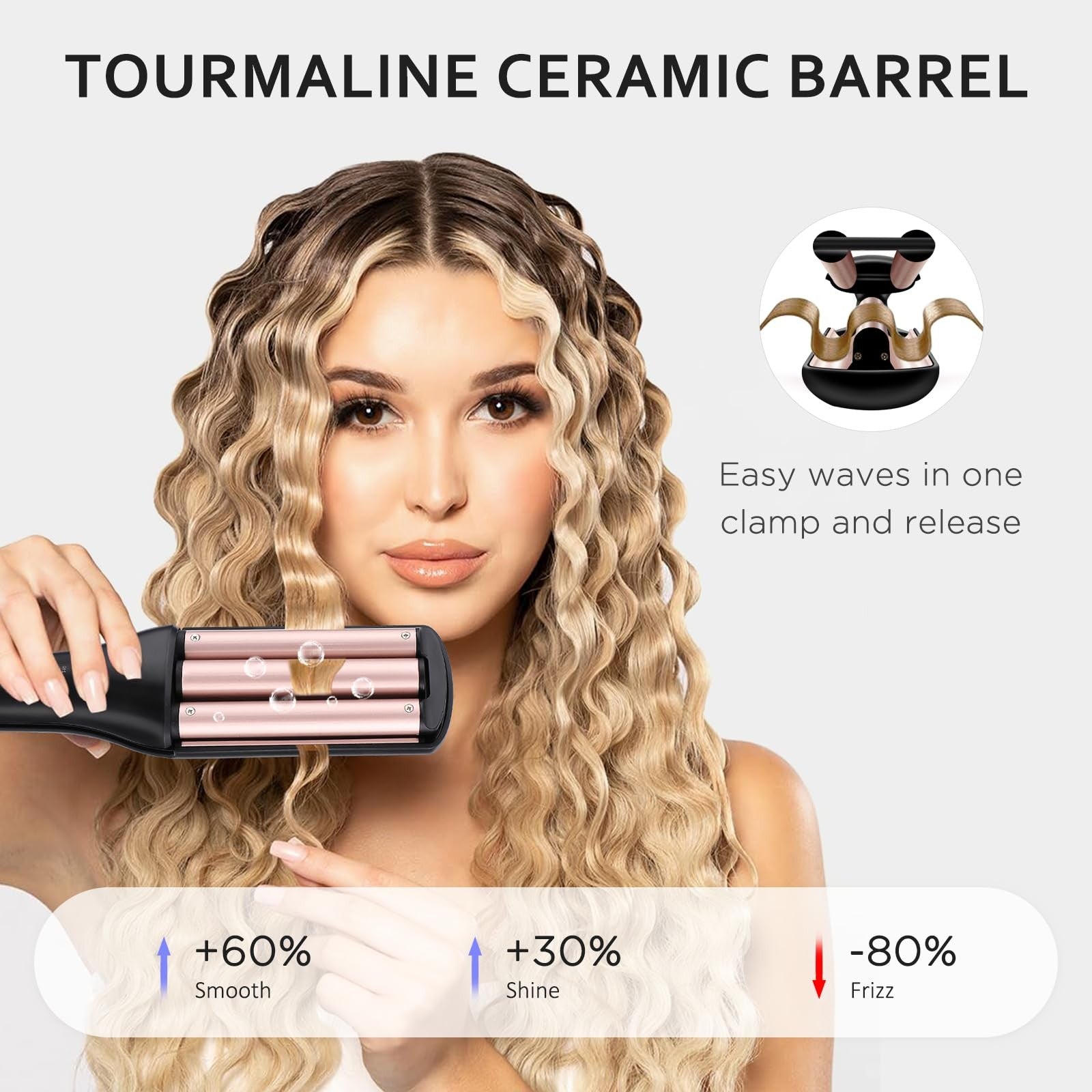 janelove 4 in 1 Hair Crimper and Curling Iron with interchangeable plates for waves, crimped, and curly hairstyles