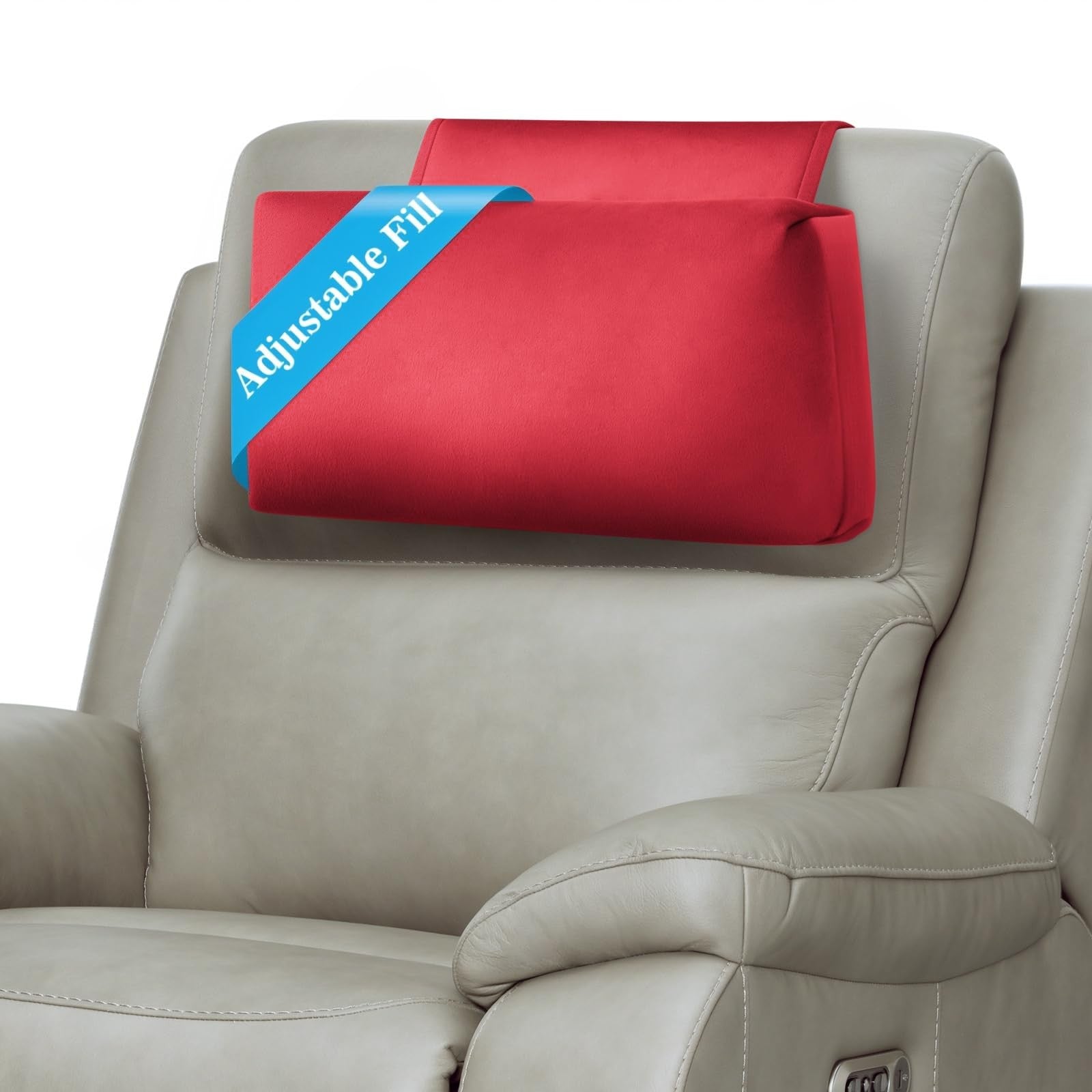 AHUAWA Recliner Headrest Pillow with adjustable straps and soft cushioning for neck and head support in a living room setting.