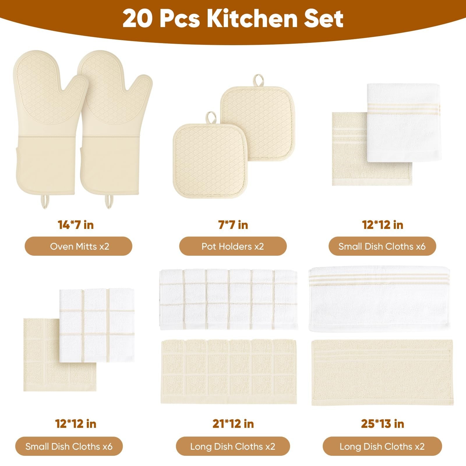 HULOSAN silicone oven mitts and pot holders with 100% cotton dish towels for kitchen safety and heat protection.