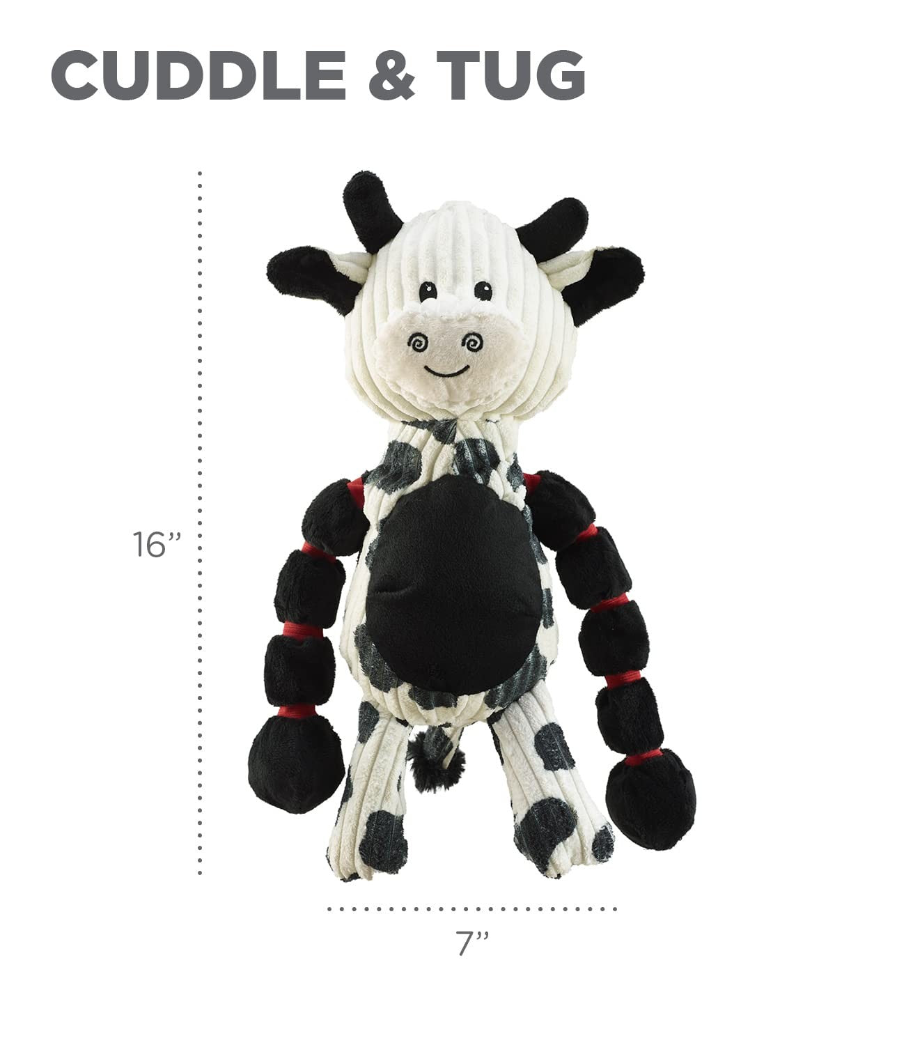Outward Hound Thunda Tugga Cow plush and squeaky dog tug toy, pack of 2, with soft fabric and squeaker inside for dogs to play and chew.