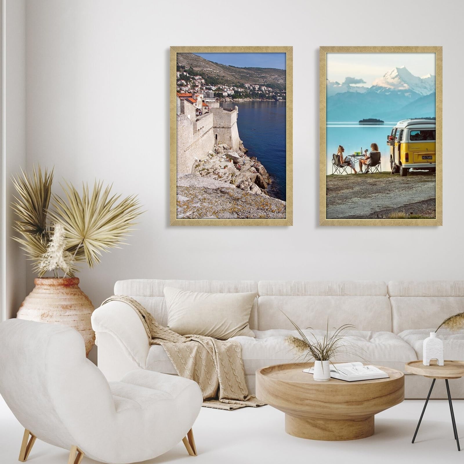 Hliwegns matte gold 24x36 vintage poster frame with single frame design, showcasing a stylish and elegant display for artwork or posters.
