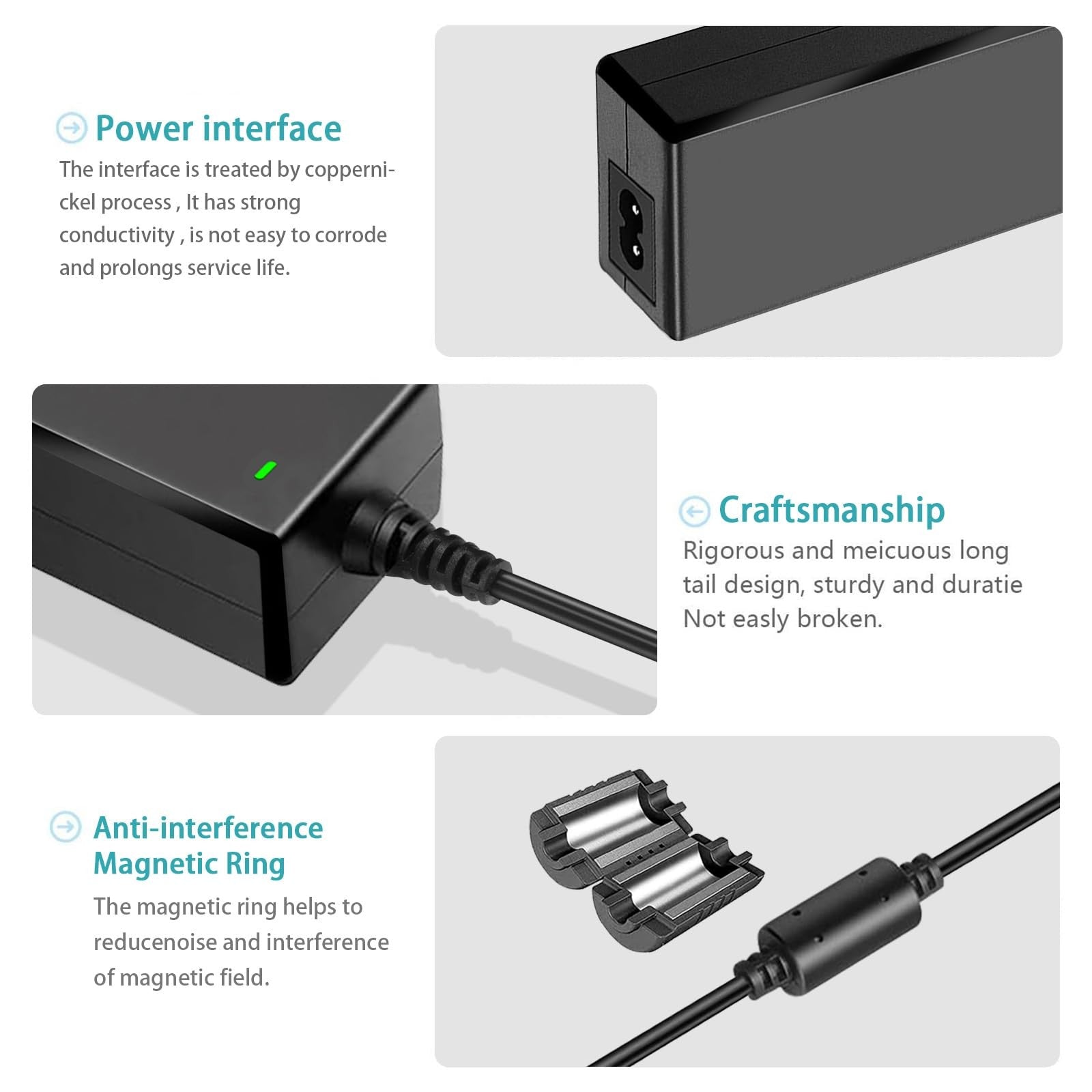 Mareisa 12V 5A security camera power supply adapter for CCTV cameras, with multiple power output ports and cable connections.