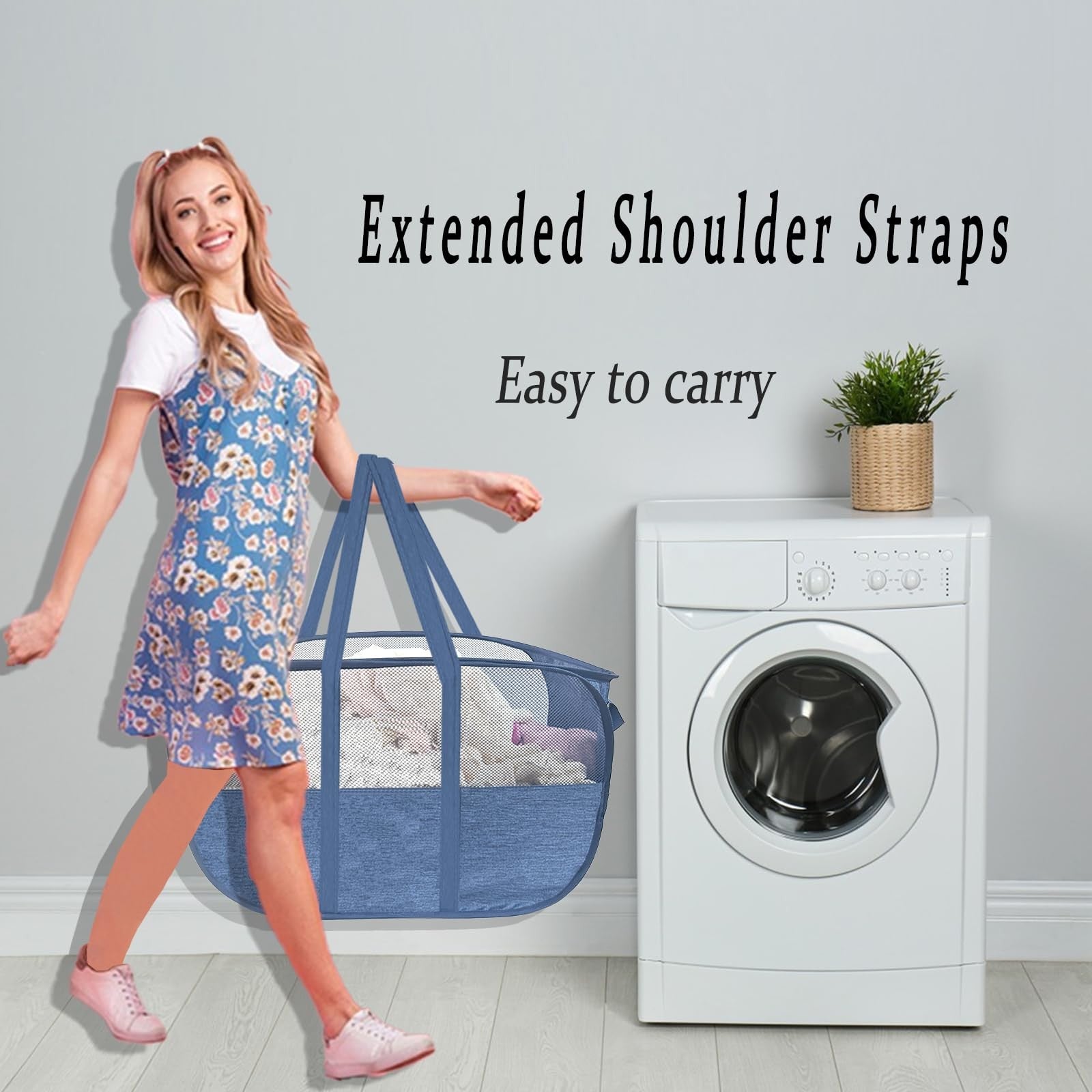 NairSnow 100L collapsible laundry baskets in a 2-pack with large mesh design, pop-up laundry hampers for easy storage and transport.