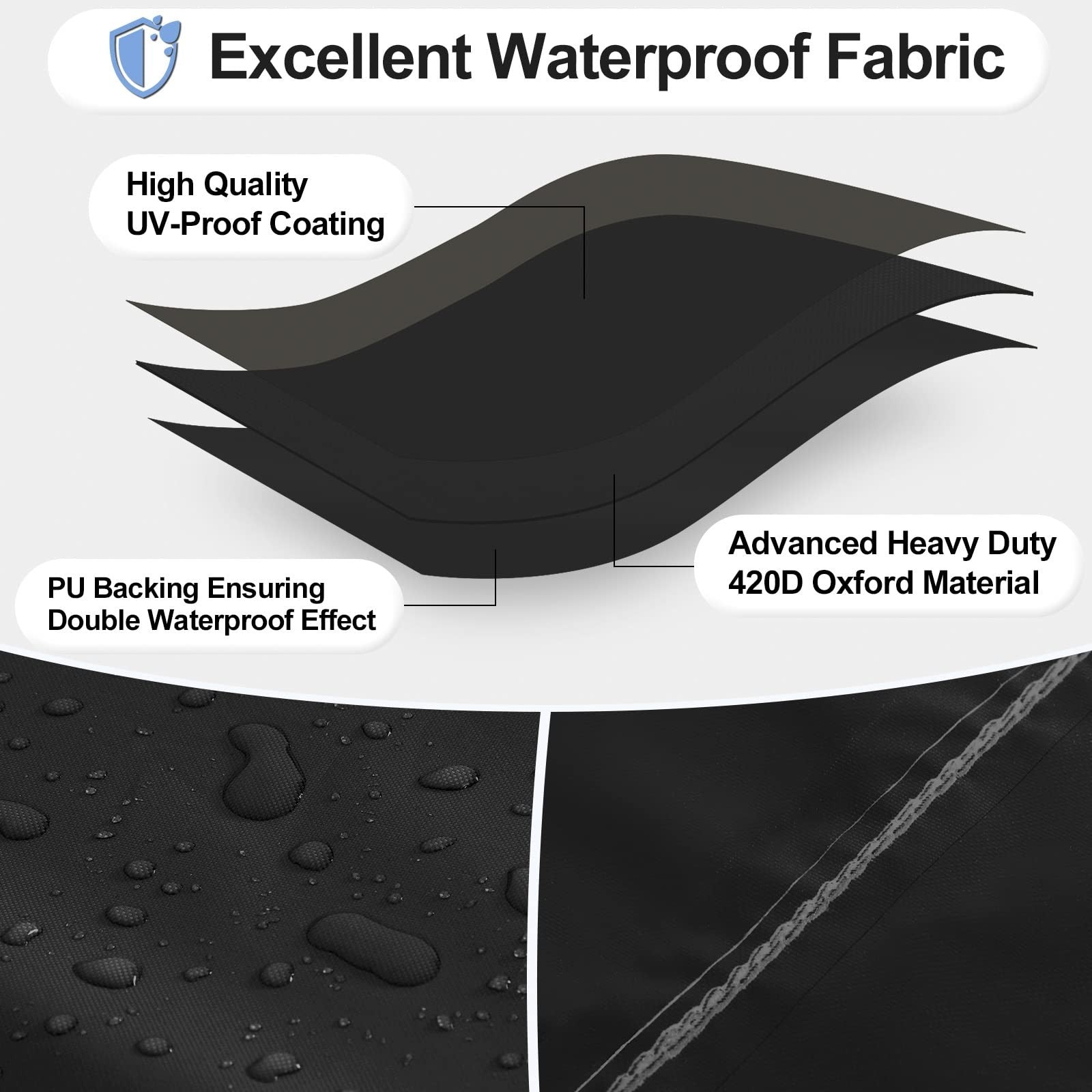 OutdoorLines waterproof outdoor patio table furniture cover for rectangle tables, protecting outdoor furniture from weather elements.