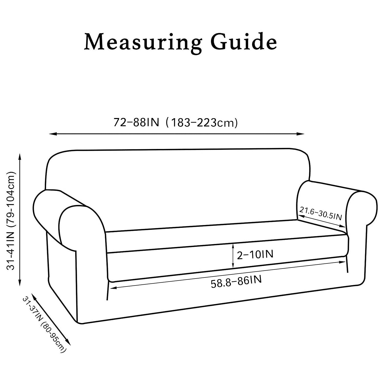 Turquoize stretch sofa slipcover with two pieces on a 3-cushion couch, fabric fits snugly over the sofa for a fresh look.