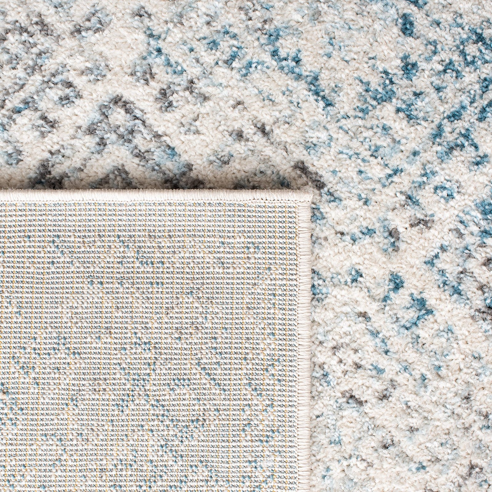 Safavieh Tulum Collection runner rug in ivory and turquoise with Moroccan boho design, showcasing intricate patterns and vibrant colors.
