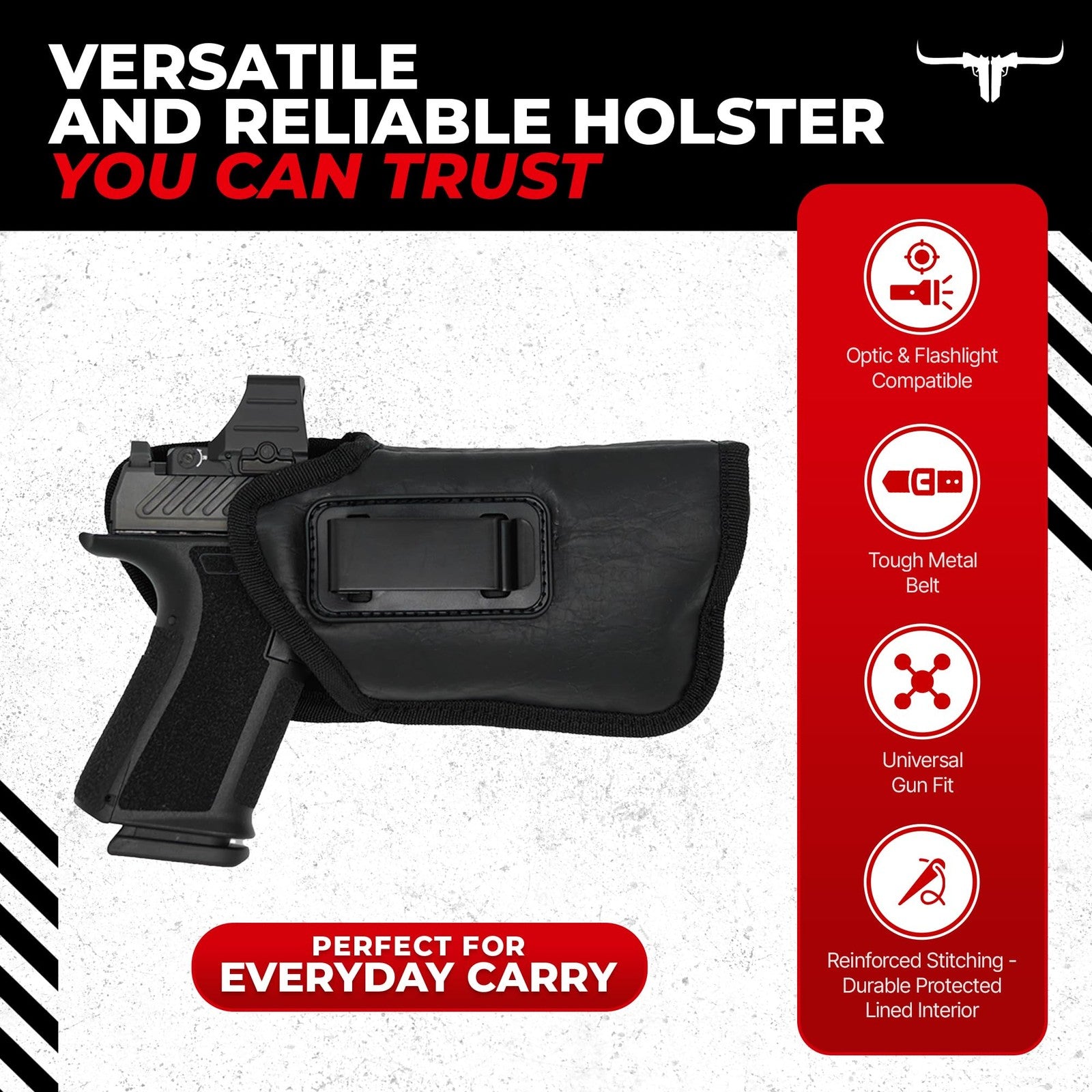 Texas Gun Holsters IWB gun holster bundle for concealed inside-the-waistband carry, showing a black holster with belt clip.