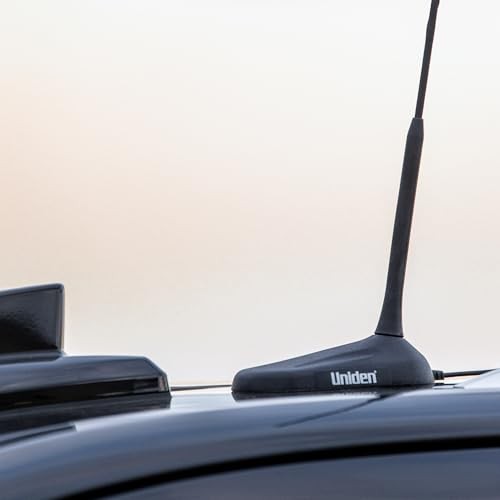 Uniden 18-inch magnetic CB radio antenna with low-profile aerodynamic design, pre-tuned for optimal radio signal reception.