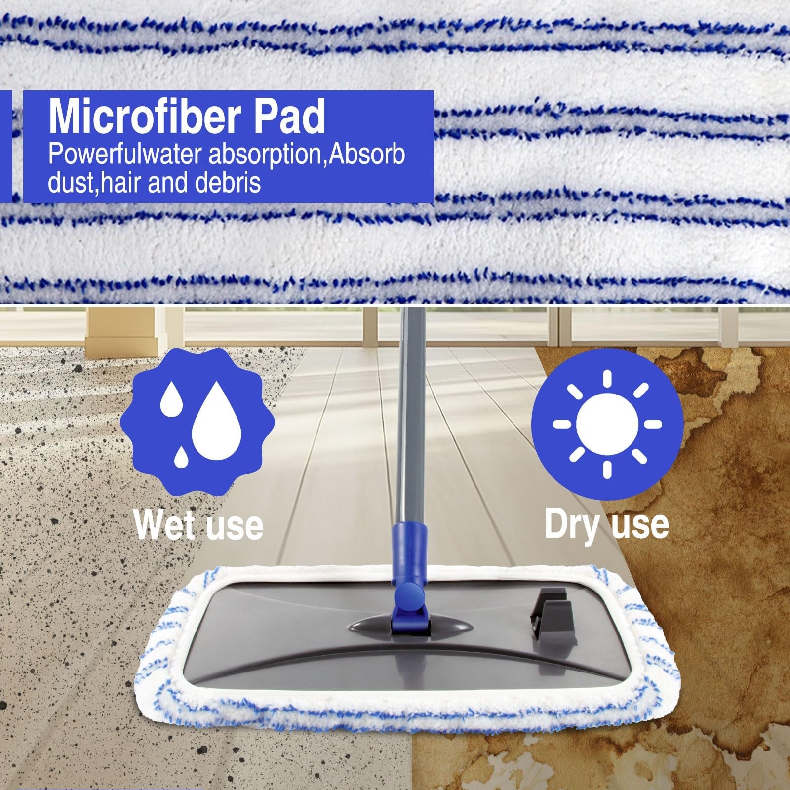MASTERTOP microfiber floor mop with extra-large industrial cleaning head, suitable for heavy-duty floor cleaning tasks.