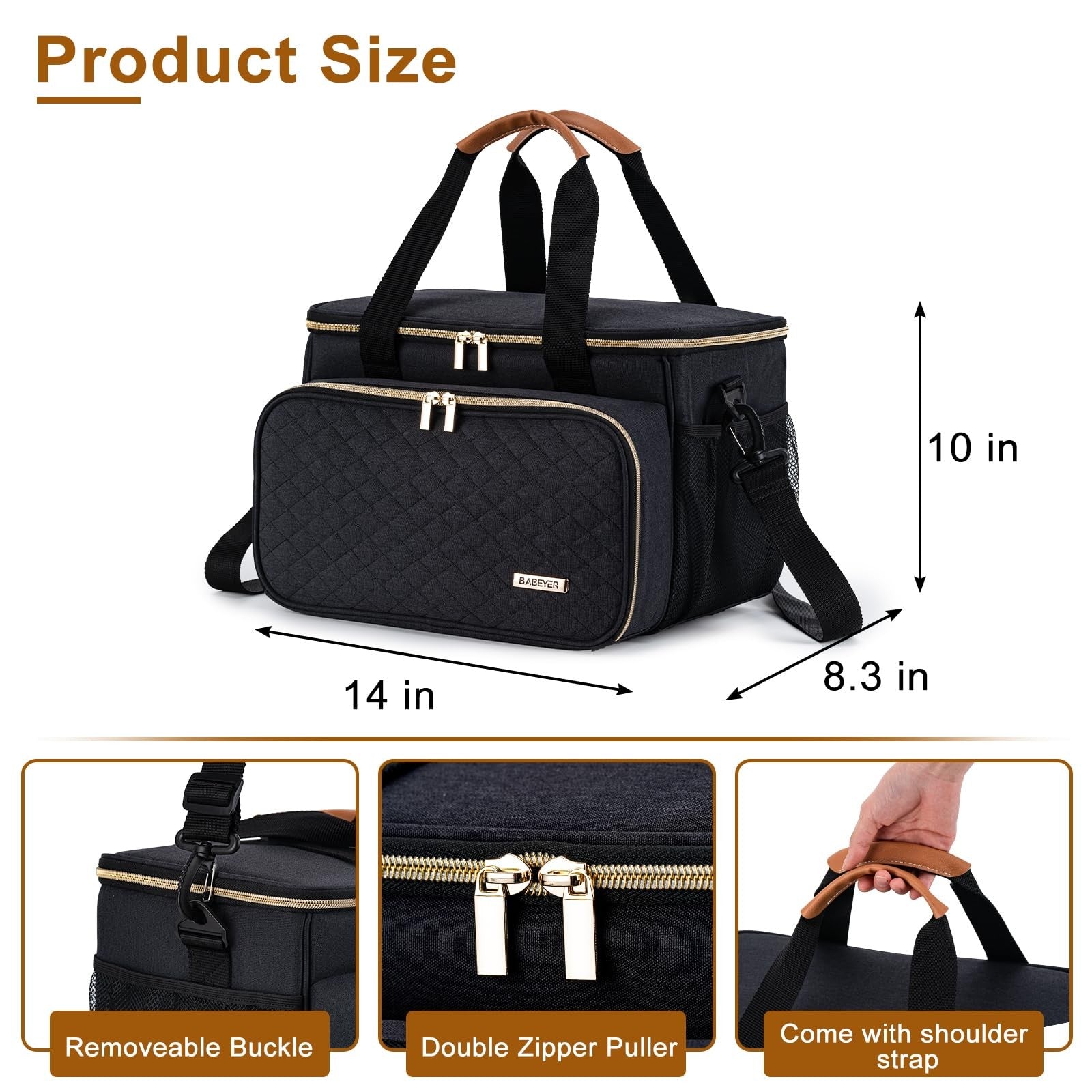 BABEYER dog grooming vacuum bag in a sleek, durable design for pet hair collection and grooming kit storage.