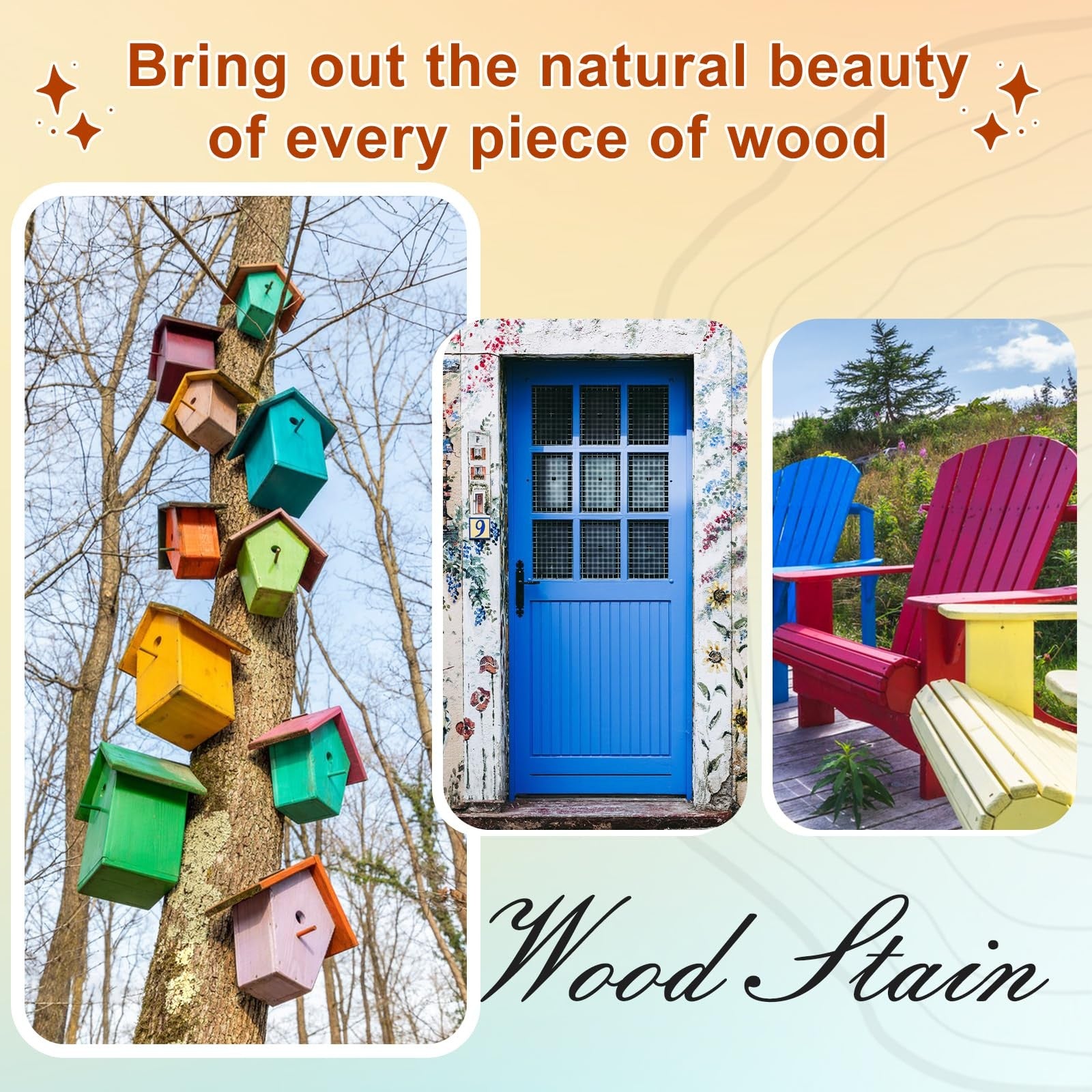 GOODTAKE vibrant red wood dye stain in a 16oz container, ideal for indoor and outdoor furniture, showcasing a smooth, stained wood surface.
